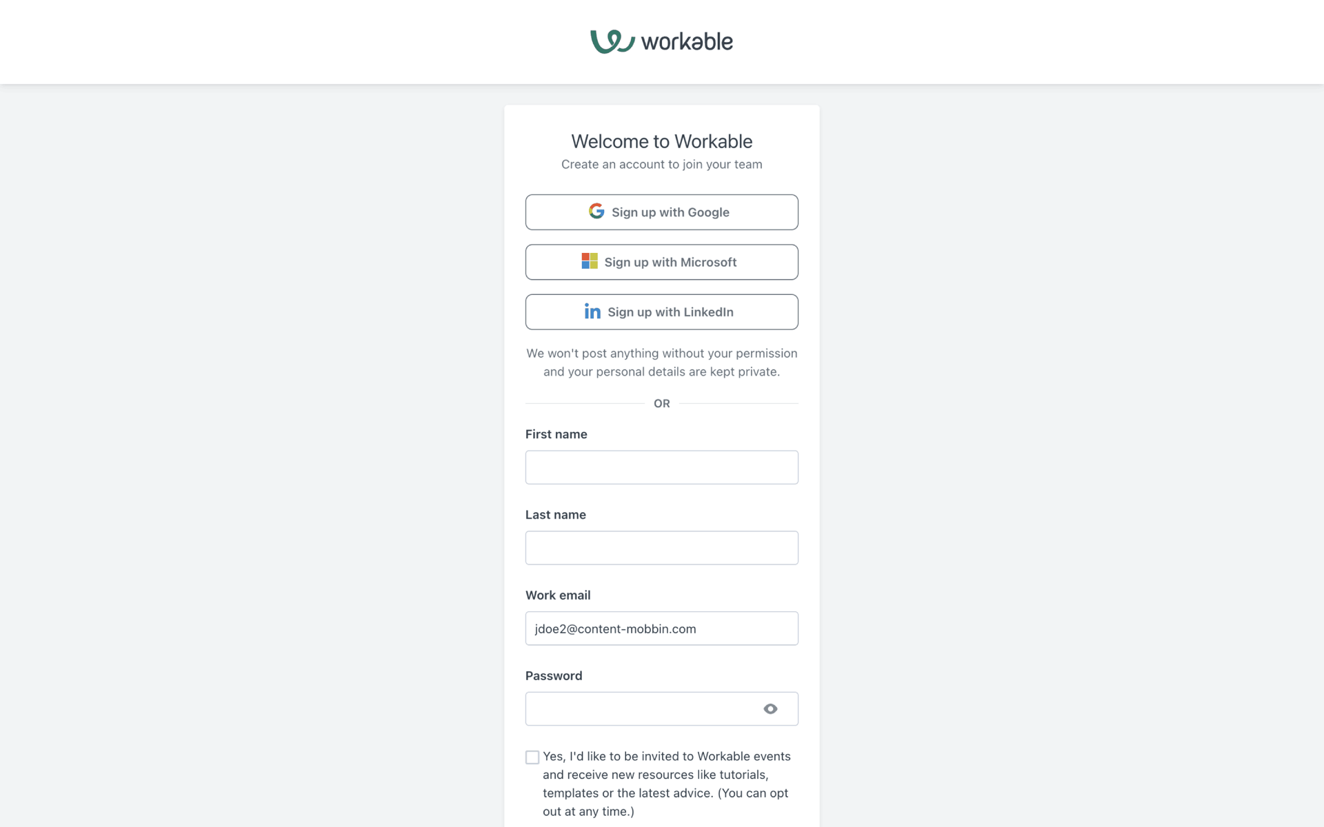 Workable Web AI interface screenshot 4
