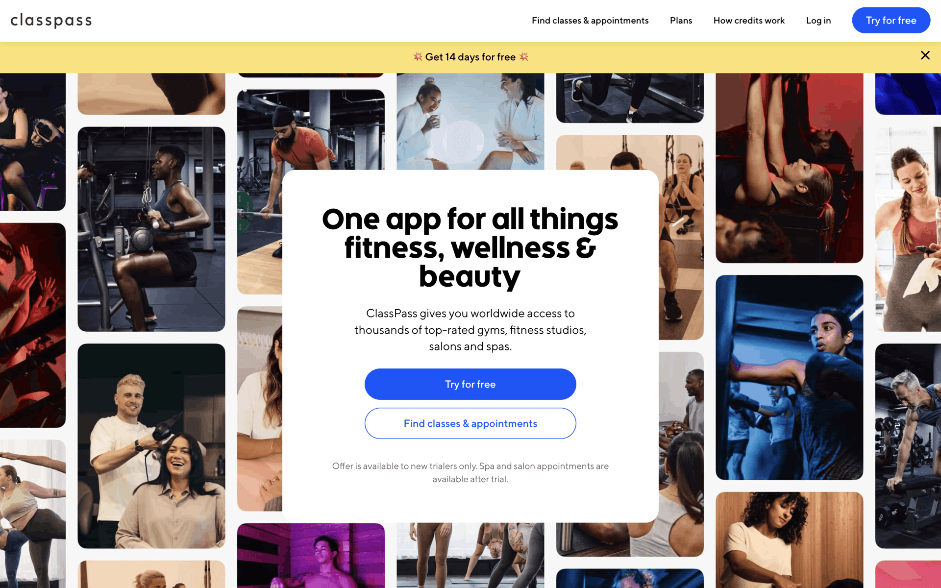 ClassPass Web Health & Fitness interface screenshot 1