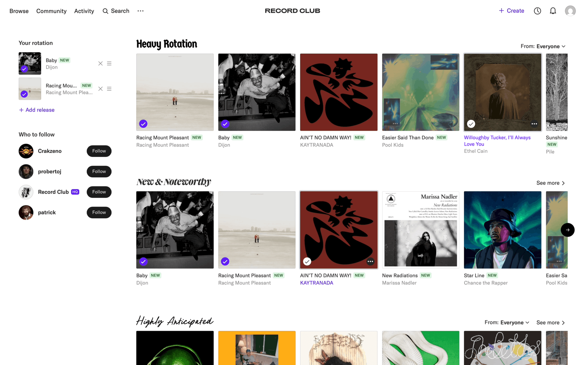 Record Club Web Music & Audio interface screenshot 6