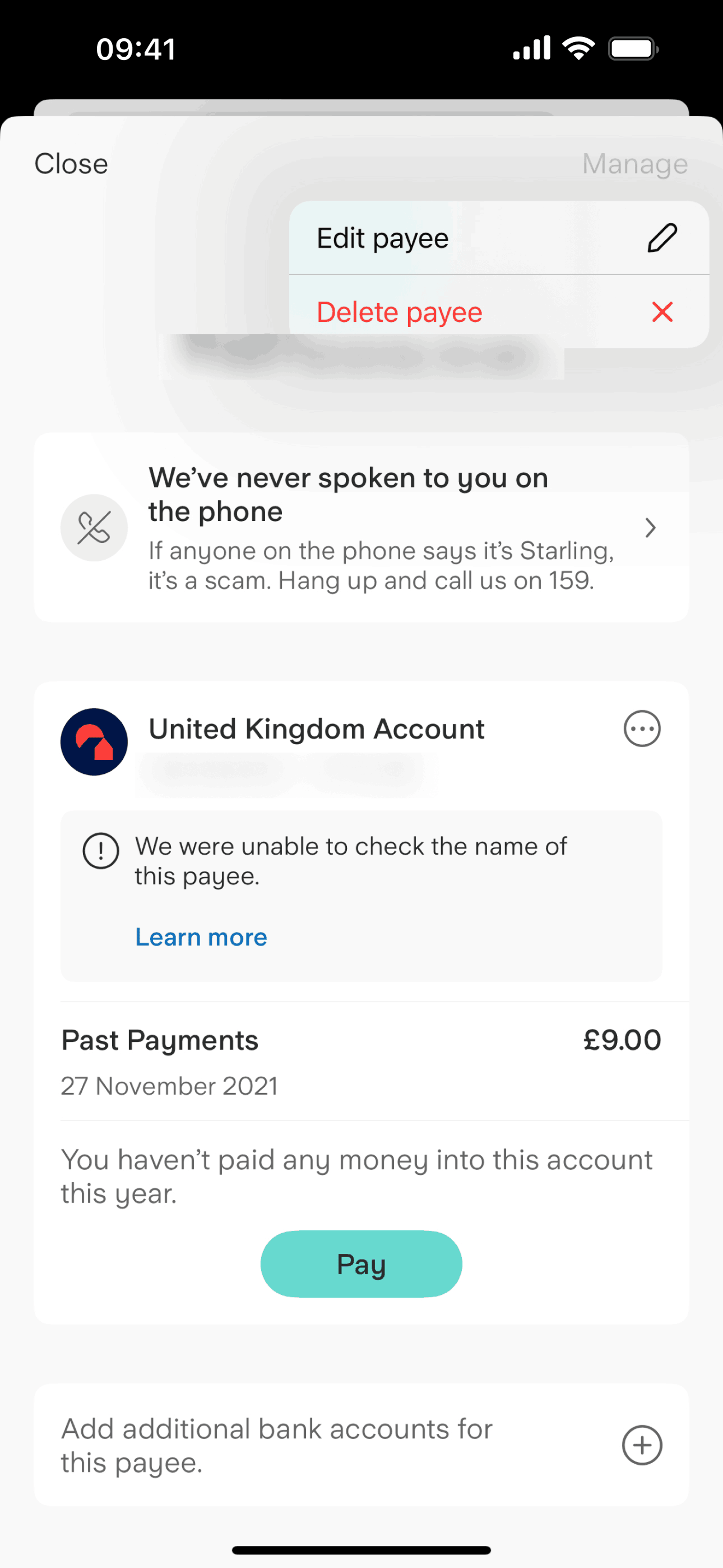Starling Bank iOS Finance interface screenshot 15