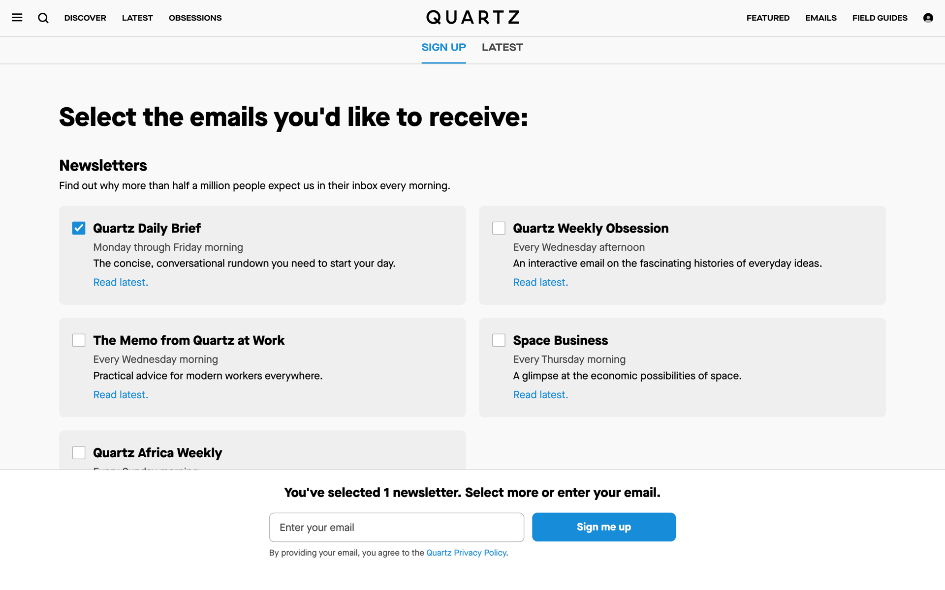 Quartz Web News interface screenshot 10