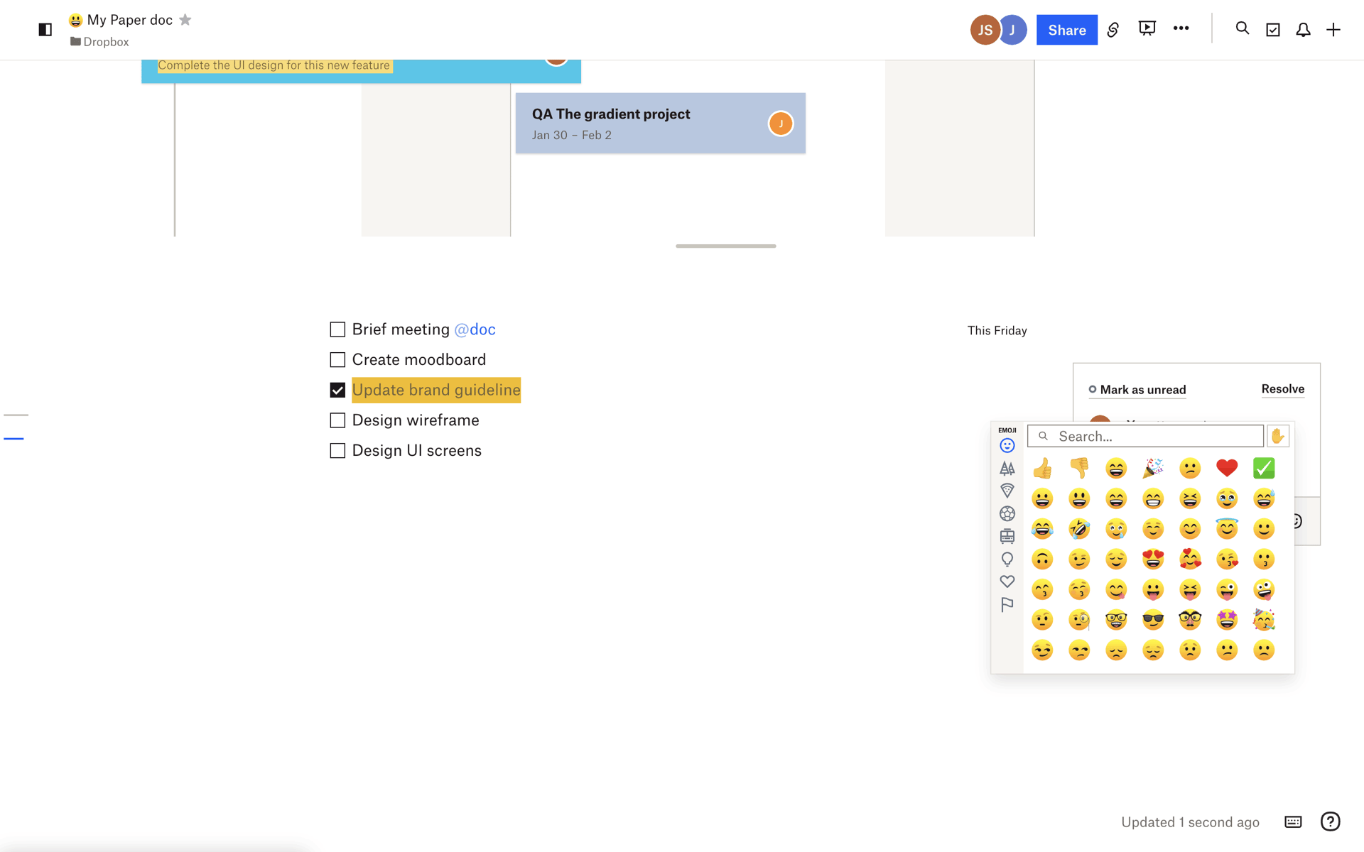 Dropbox Paper Web Productivity interface screenshot 14
