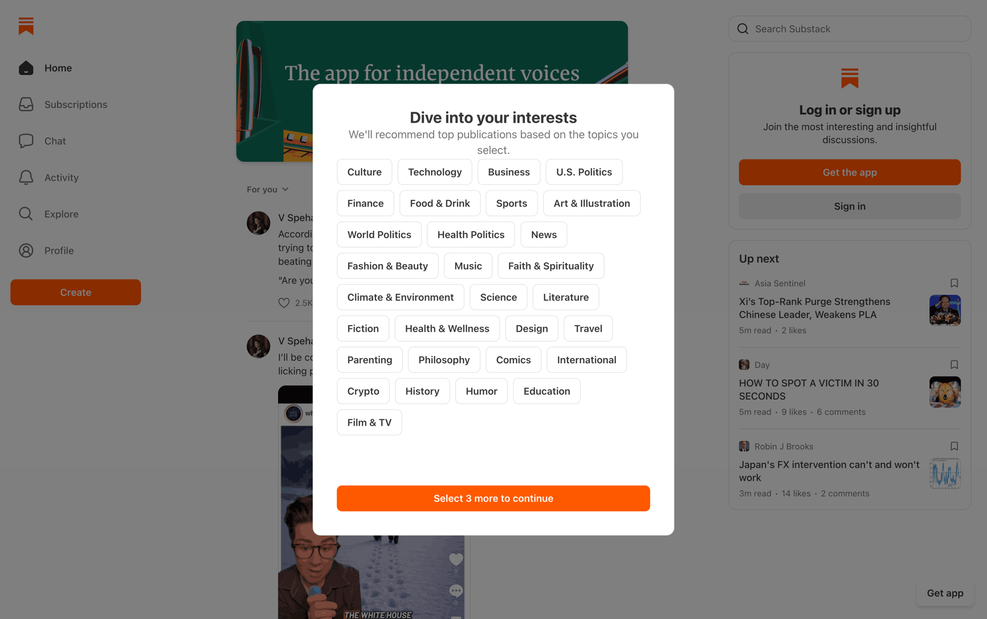 Substack Web News interface screenshot 3