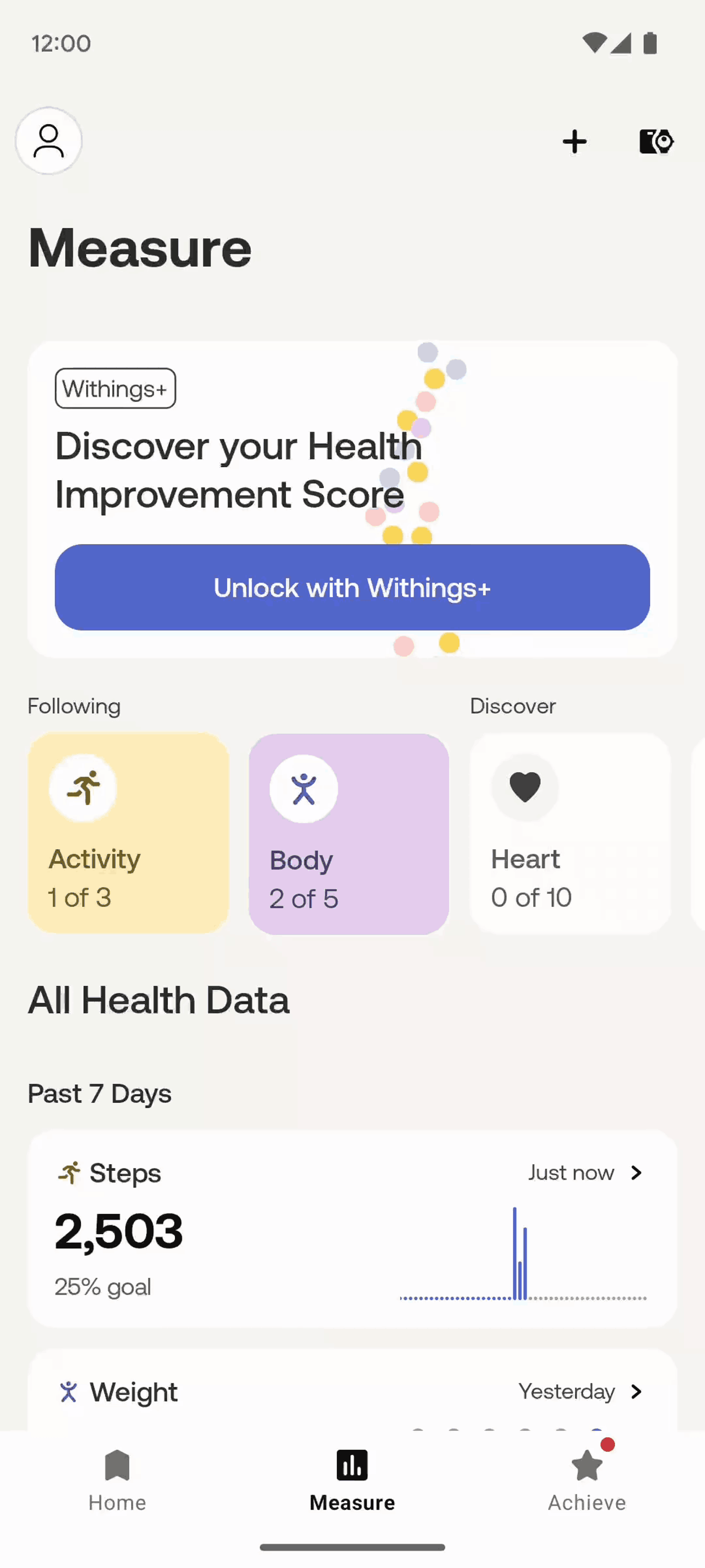 Withings Health Mate Android Health & Fitness interface screenshot 3