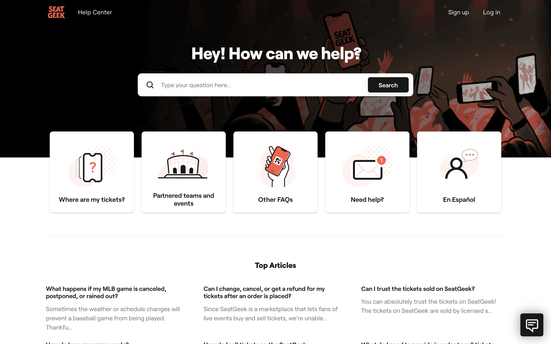SeatGeek Web Entertainment interface screenshot 13