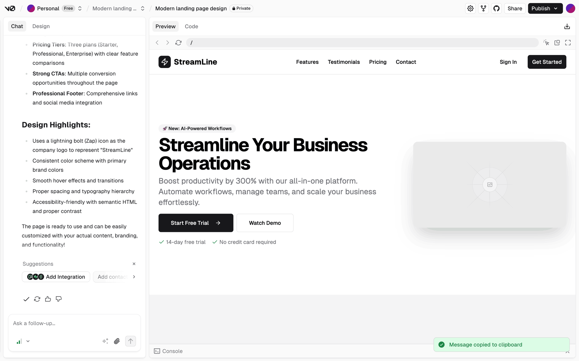 v0 Web AI interface screenshot 20