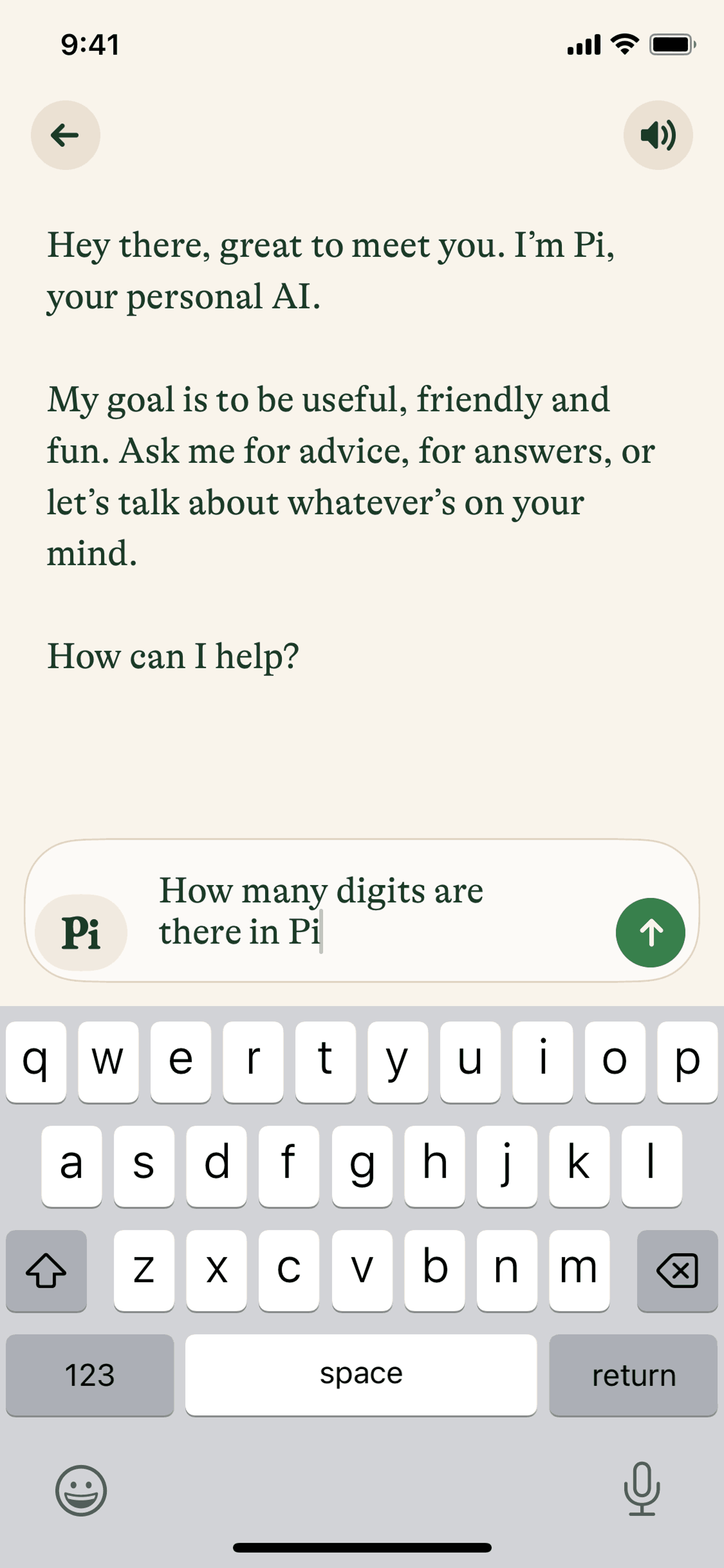 Pi iOS AI interface screenshot 19