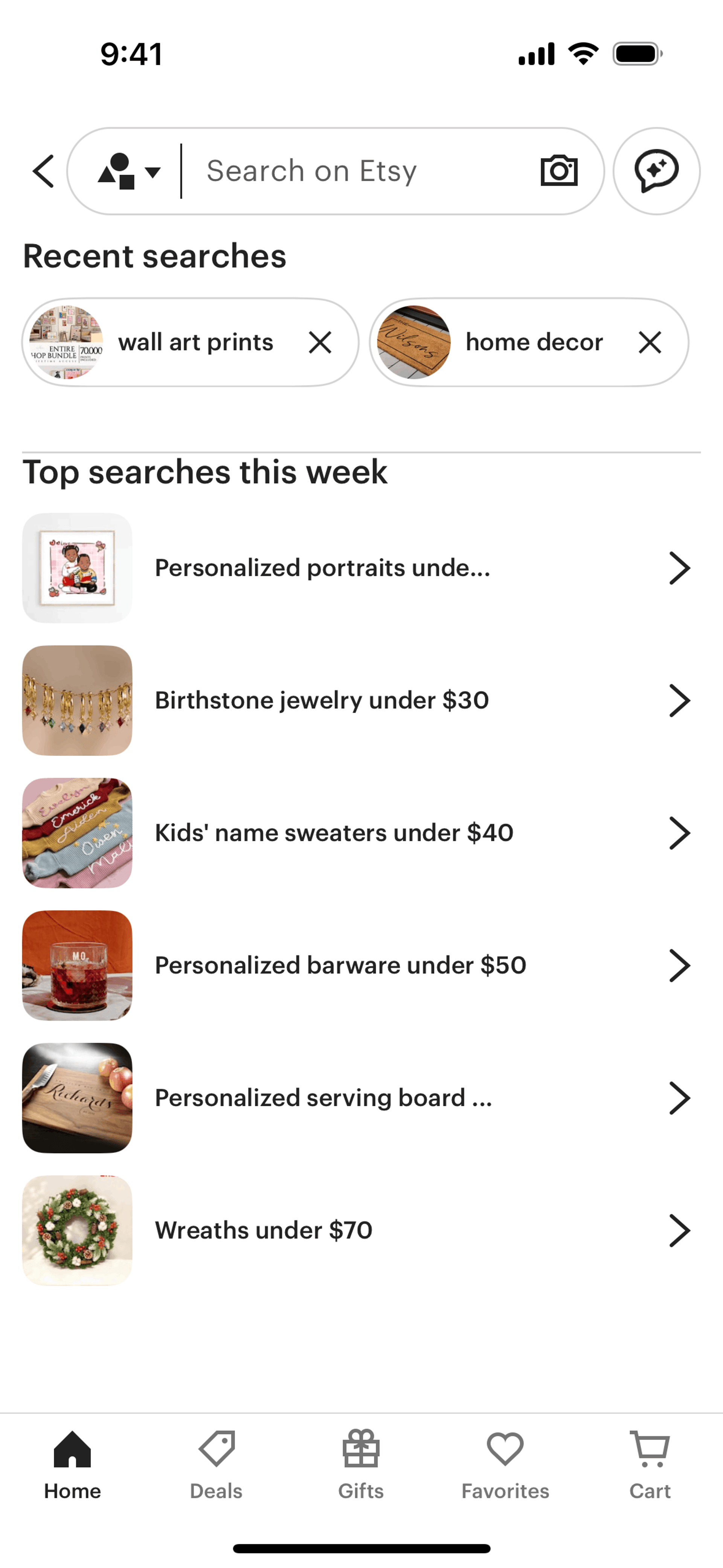 Searching Etsy on Etsy (ios) screen 2