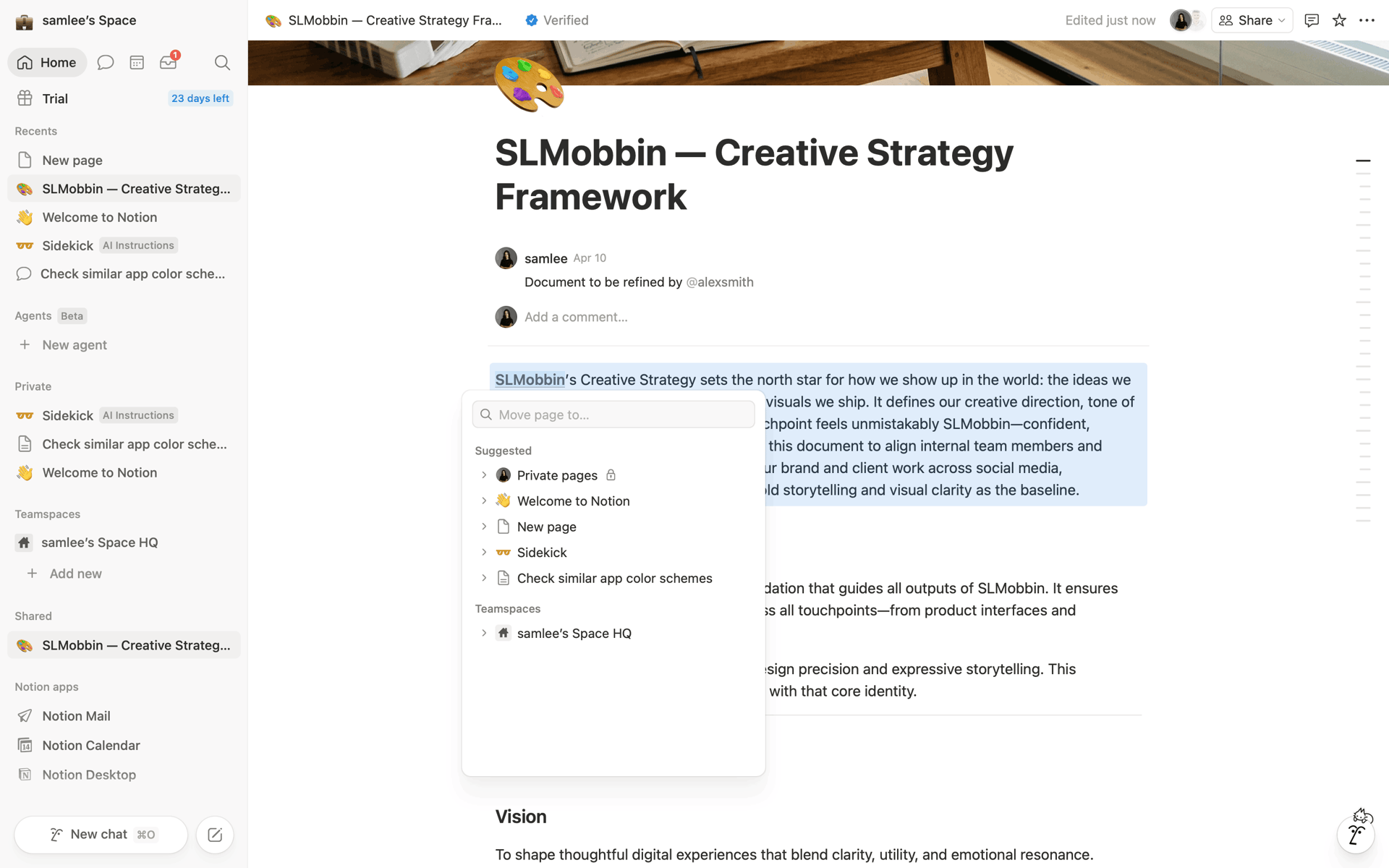 Notion Web Collaboration interface screenshot 4
