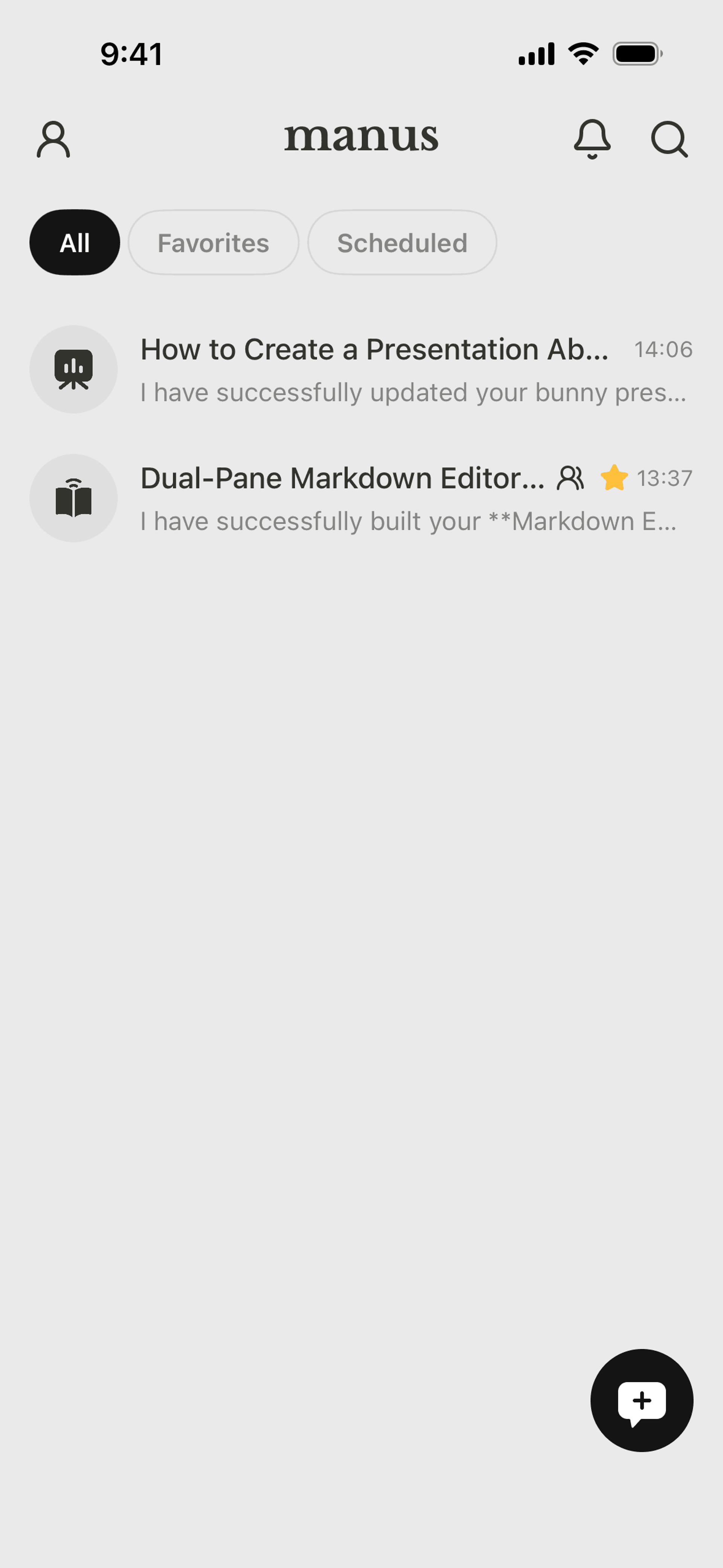 Manus iOS AI interface screenshot 3