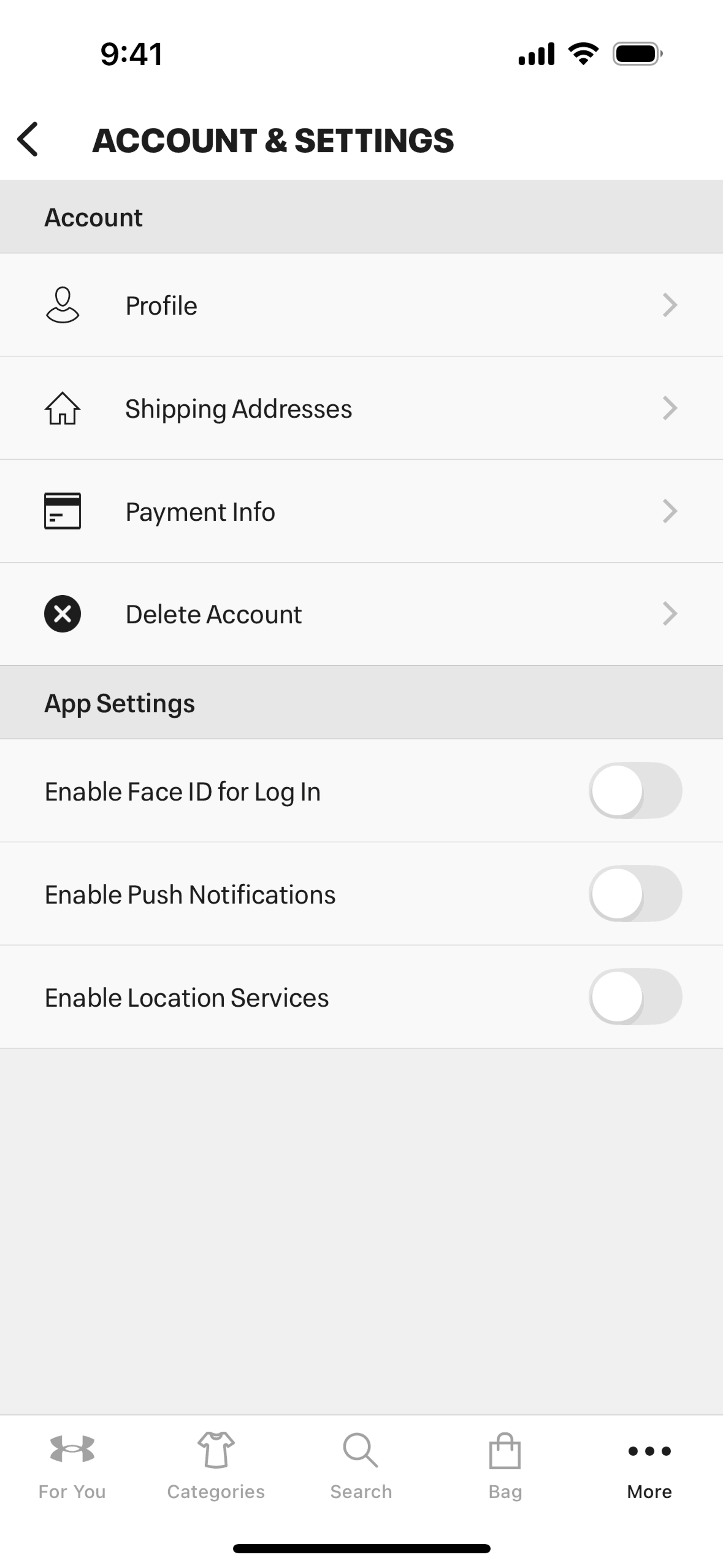 Under Armour iOS Shopping interface screenshot 5