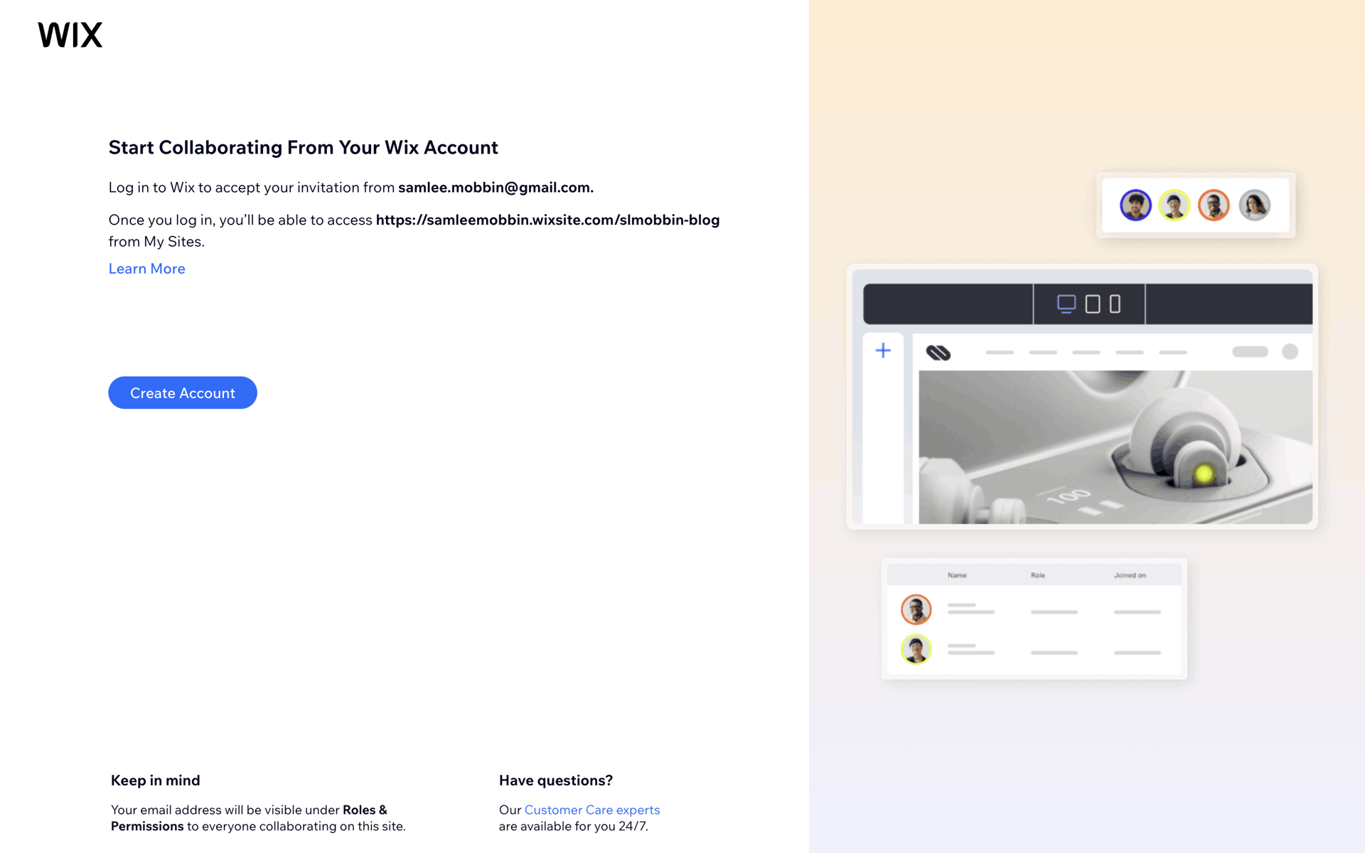 Wix Web Business interface screenshot 2