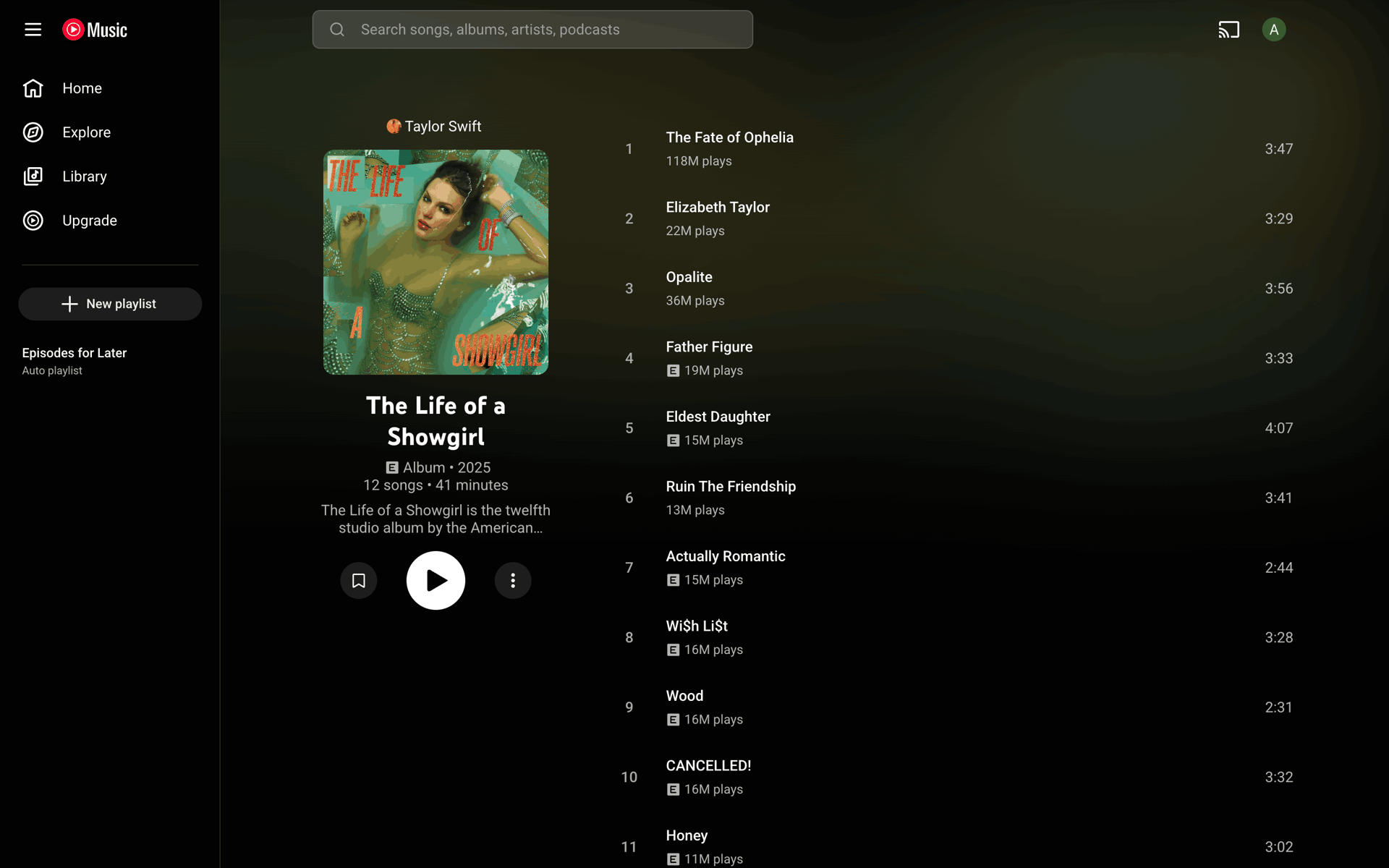 YouTube Music Web Music & Audio interface screenshot 5
