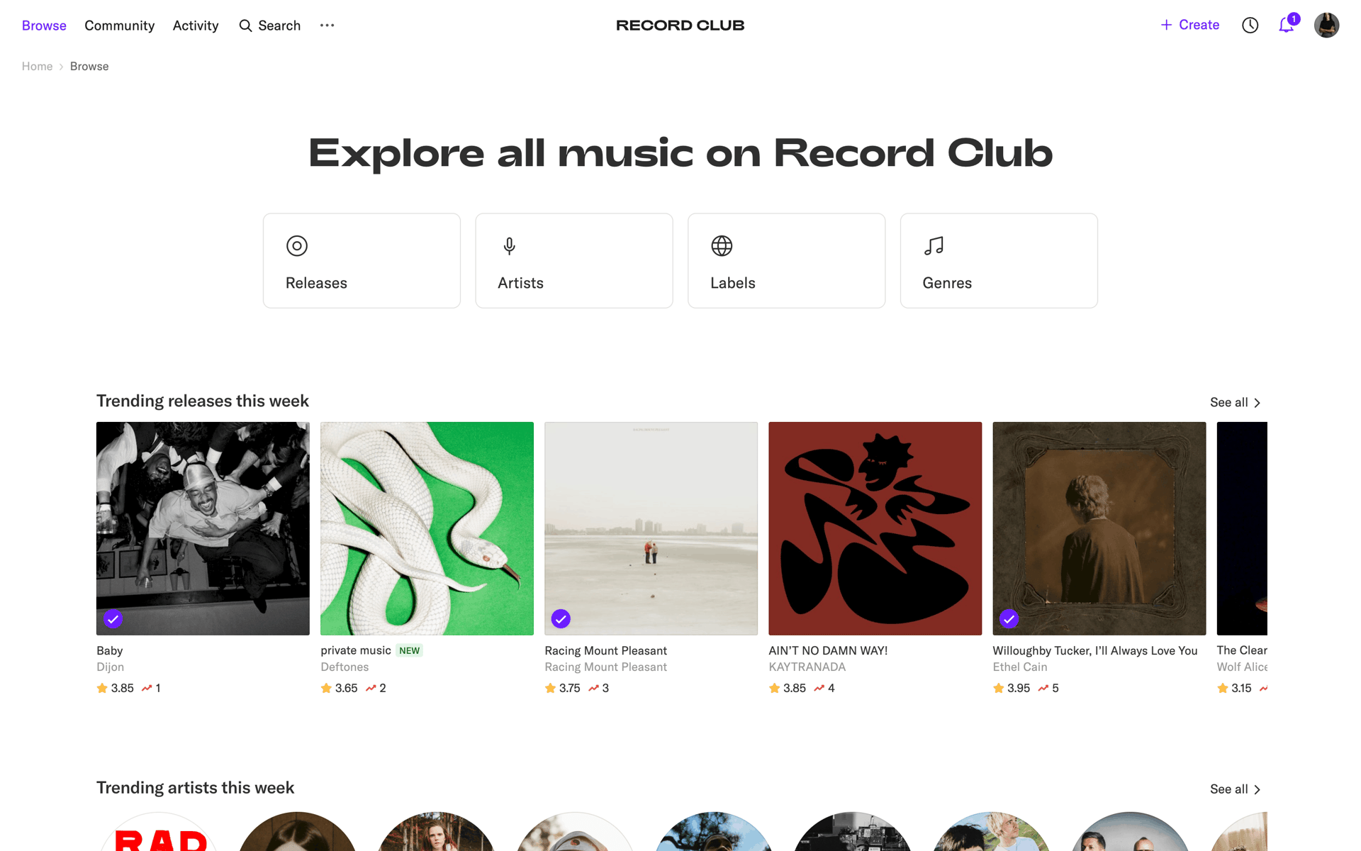 Record Club Web Music & Audio interface screenshot 15