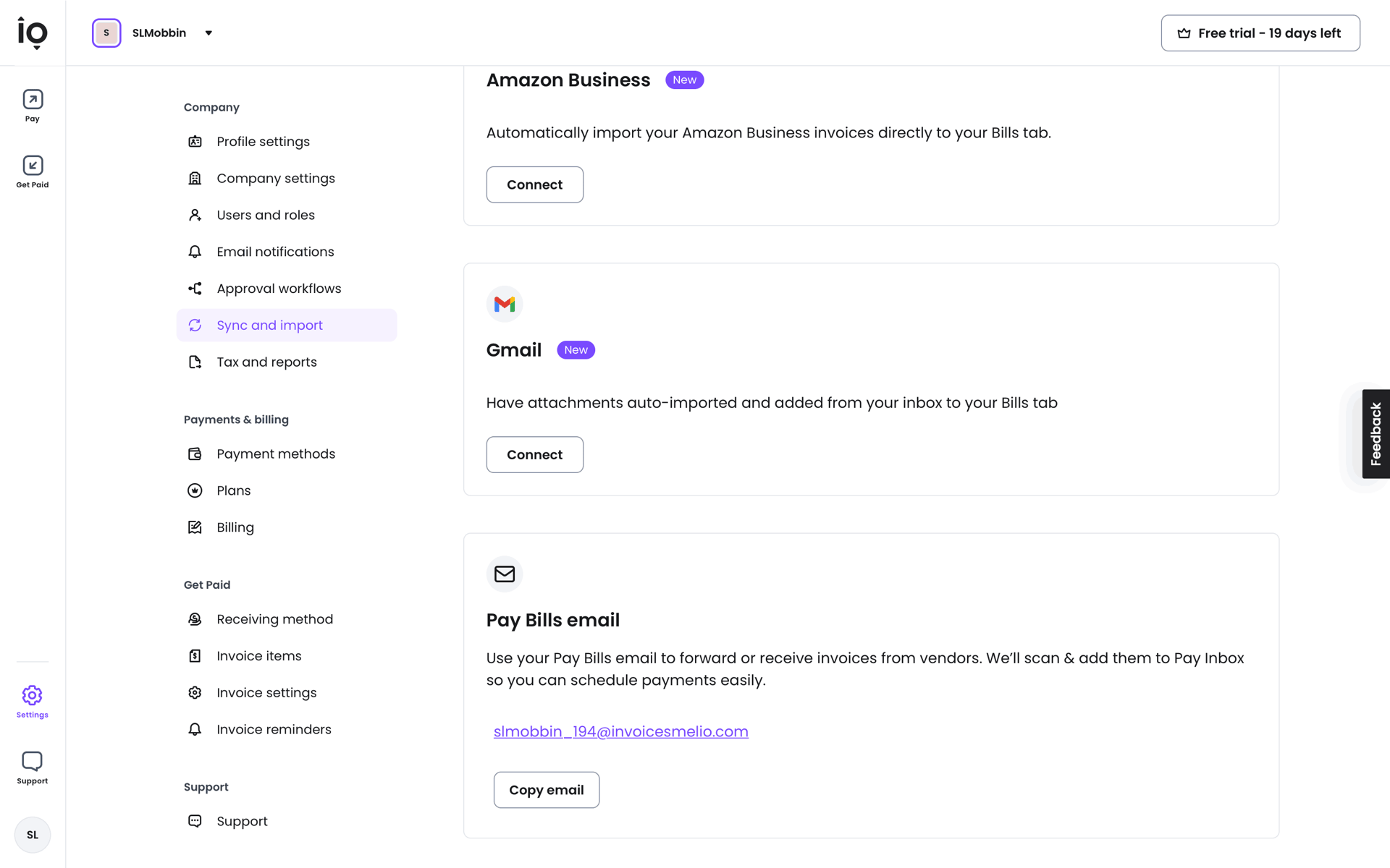 Melio Web Finance interface screenshot 24