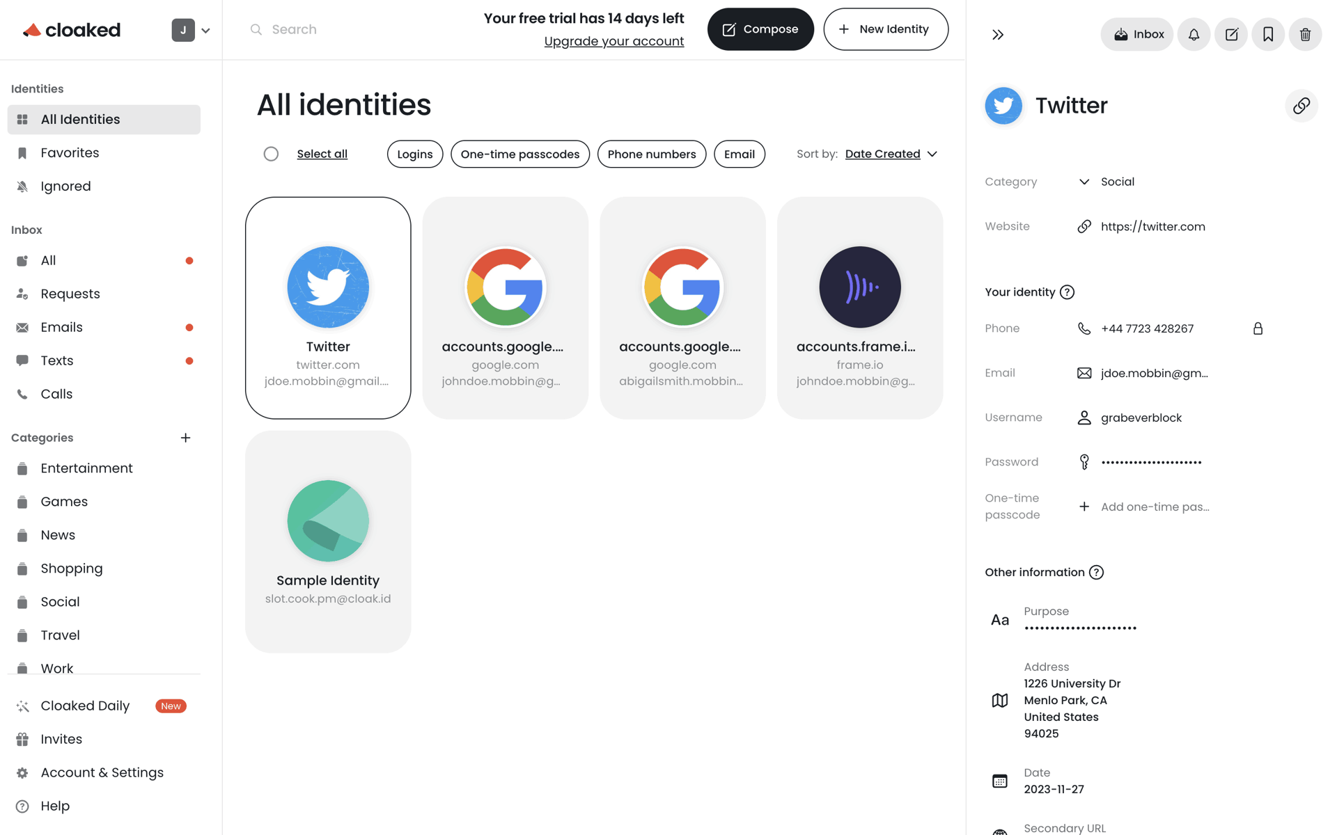 Cloaked Web Productivity interface screenshot 10