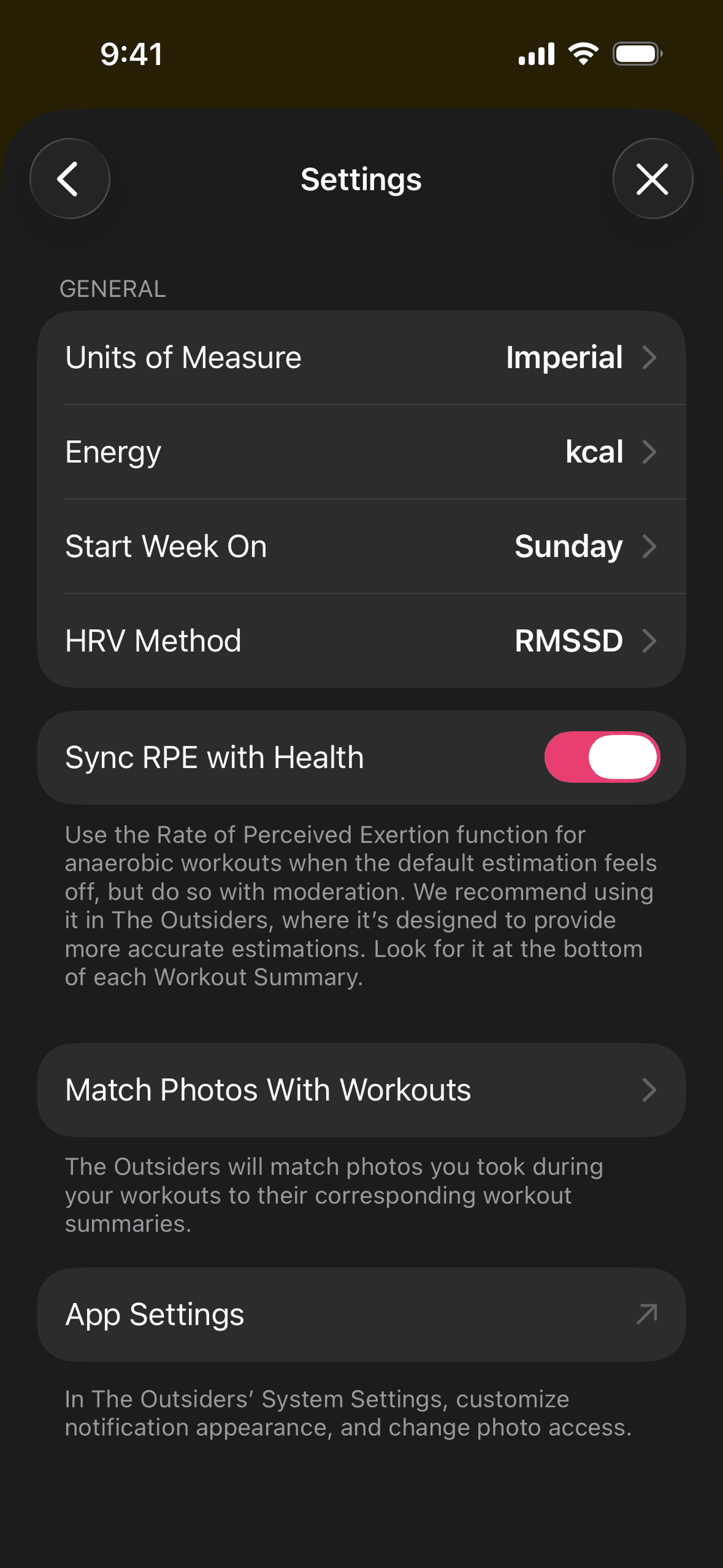 The Outsiders iOS Health & Fitness interface screenshot 23