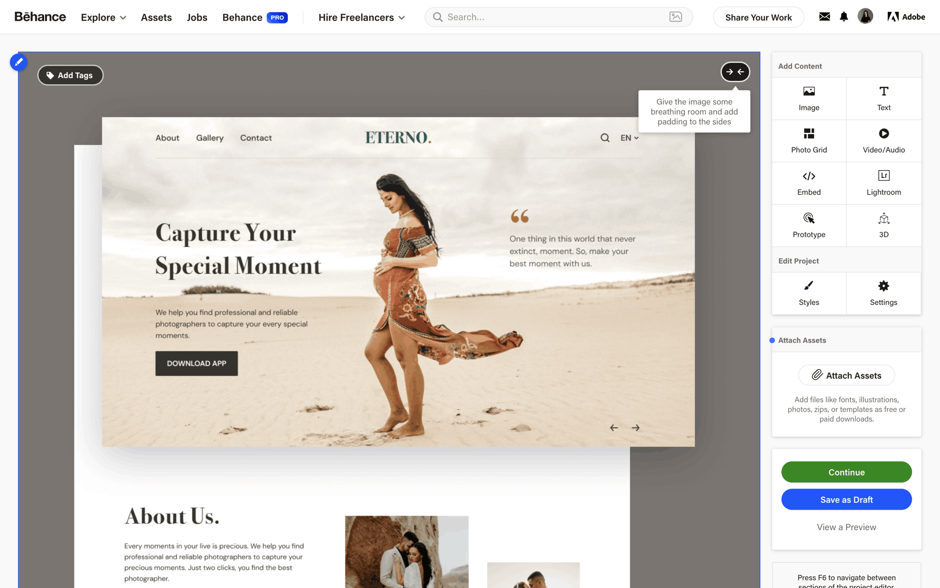 Behance Web Photo & Video interface screenshot 22