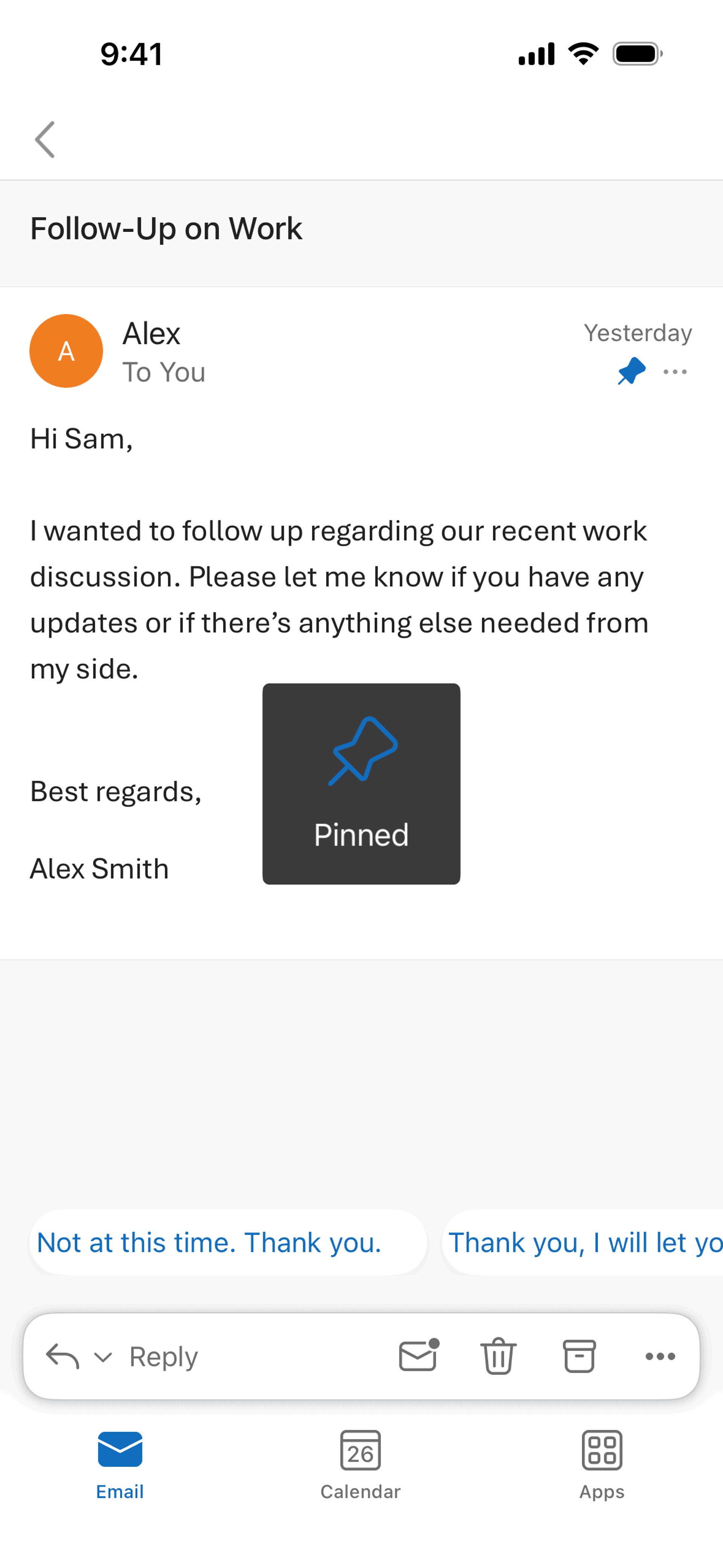 Microsoft Outlook iOS email interface screenshot 18