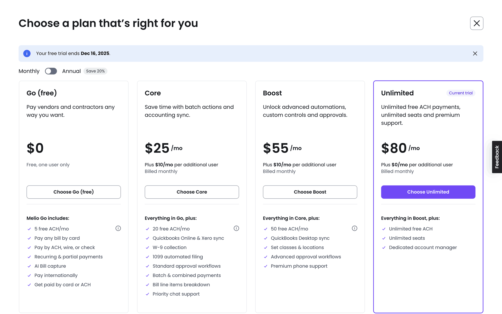 Melio Web Finance interface screenshot 15