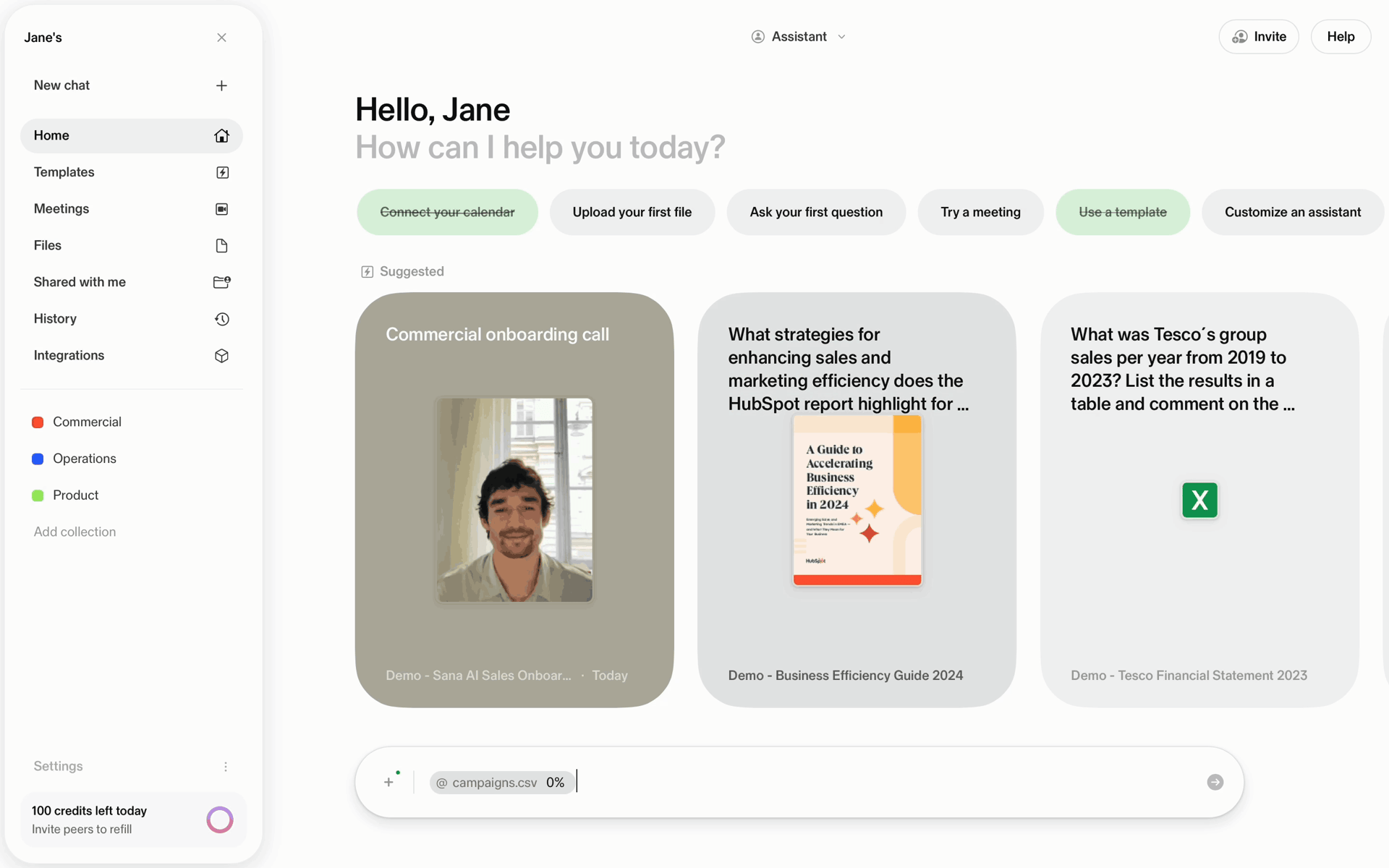 Sana AI Web Business interface screenshot 24