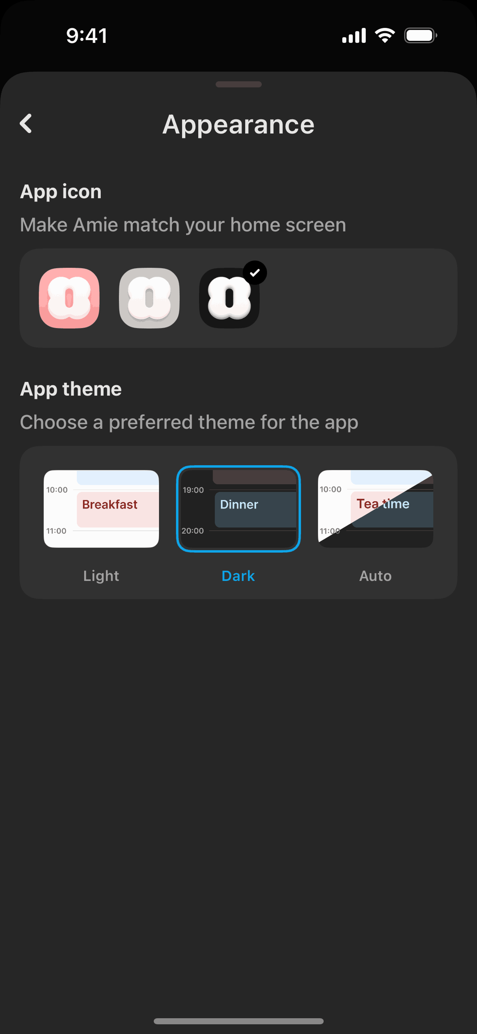 Amie iOS Productivity interface screenshot 22