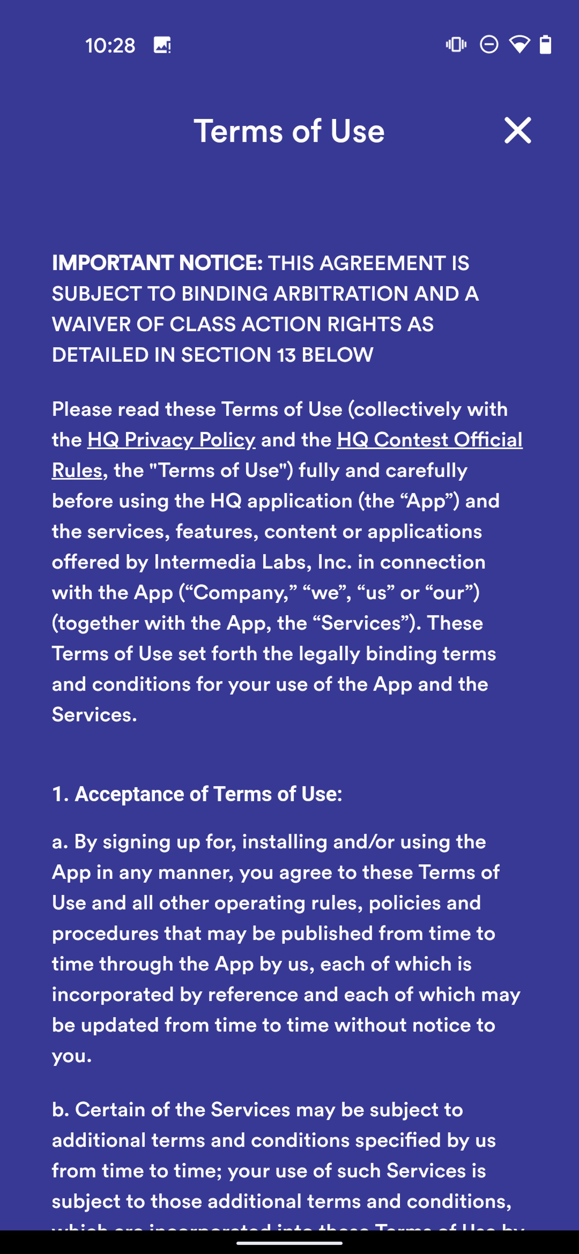 HQ Trivia Android Entertainment interface screenshot 2