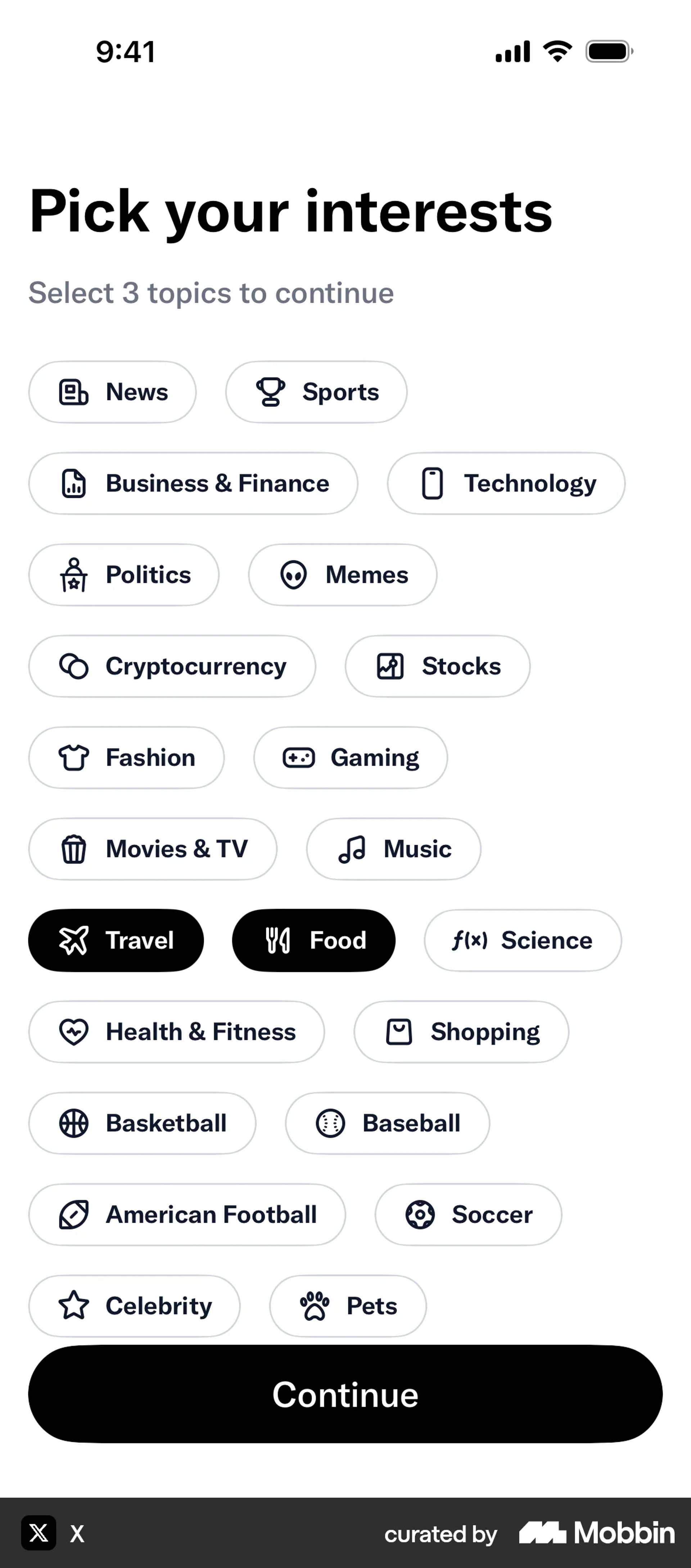 Onboarding on X (ios) screen 17