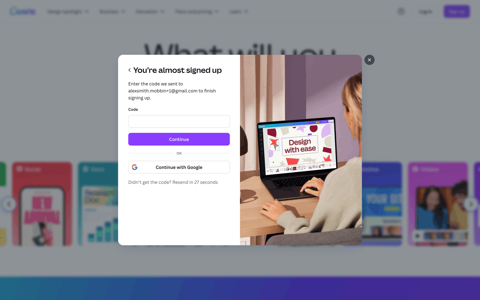 Onboarding on Canva (web) screen 6
