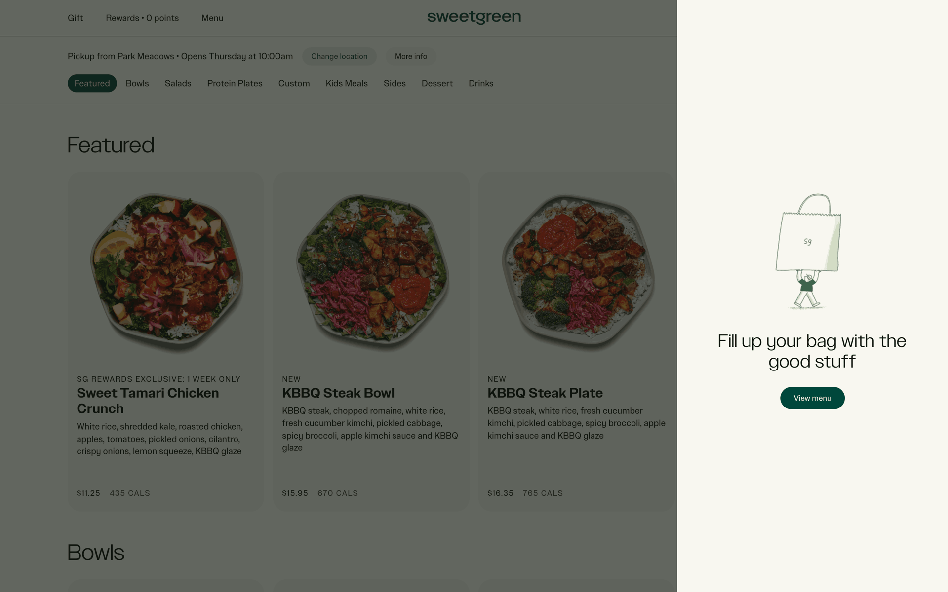 sweetgreen Web Food & Drink interface screenshot 11