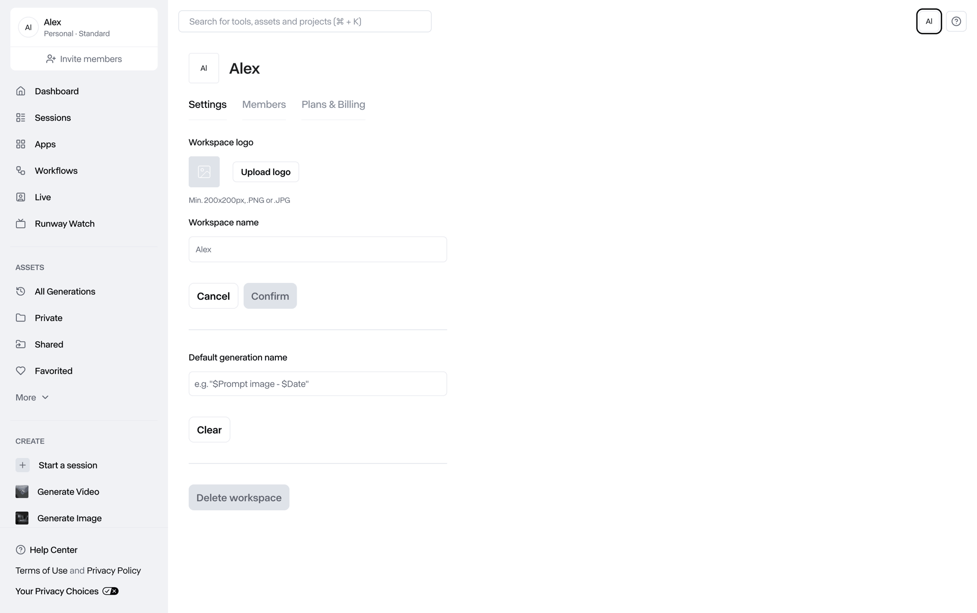 Runway Web Photo & Video interface screenshot 23