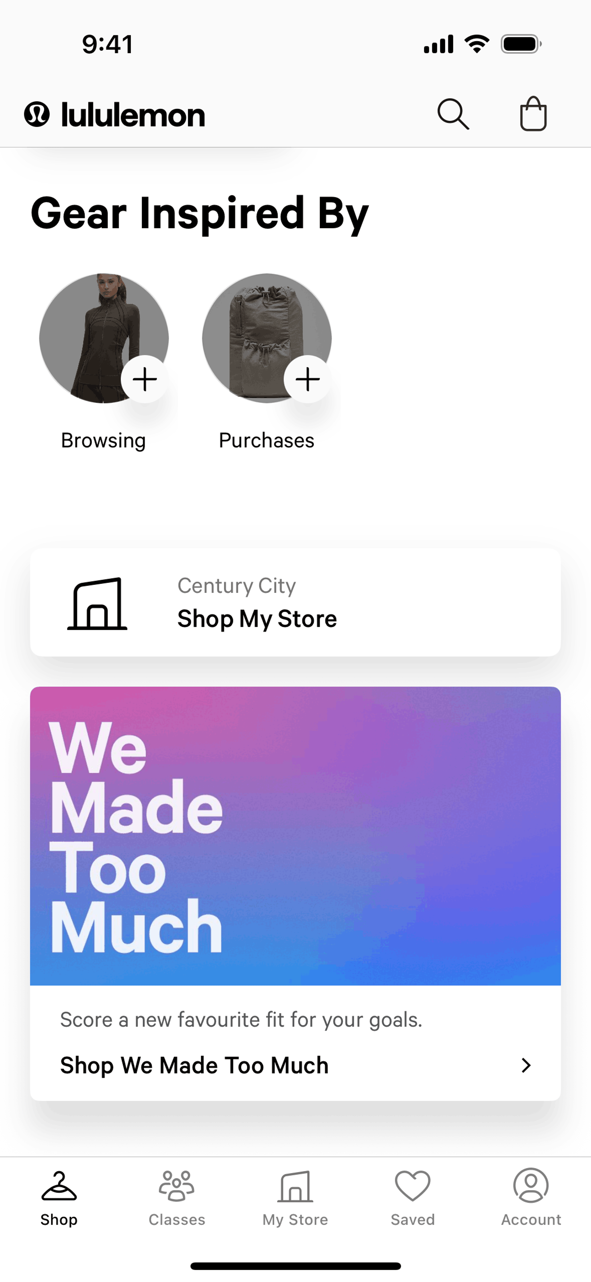 lululemon iOS Shopping interface screenshot 2