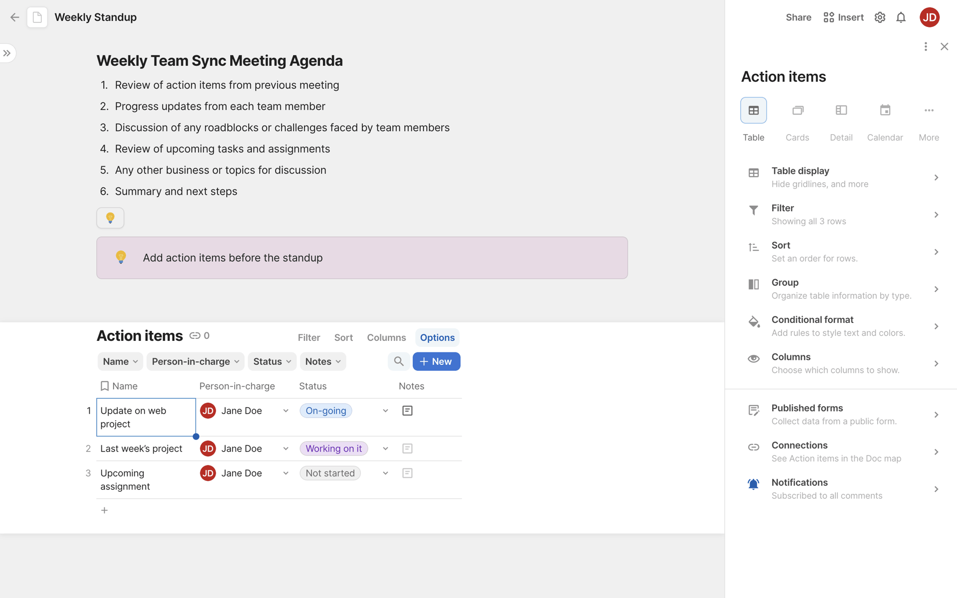 Coda Web Productivity interface screenshot 16