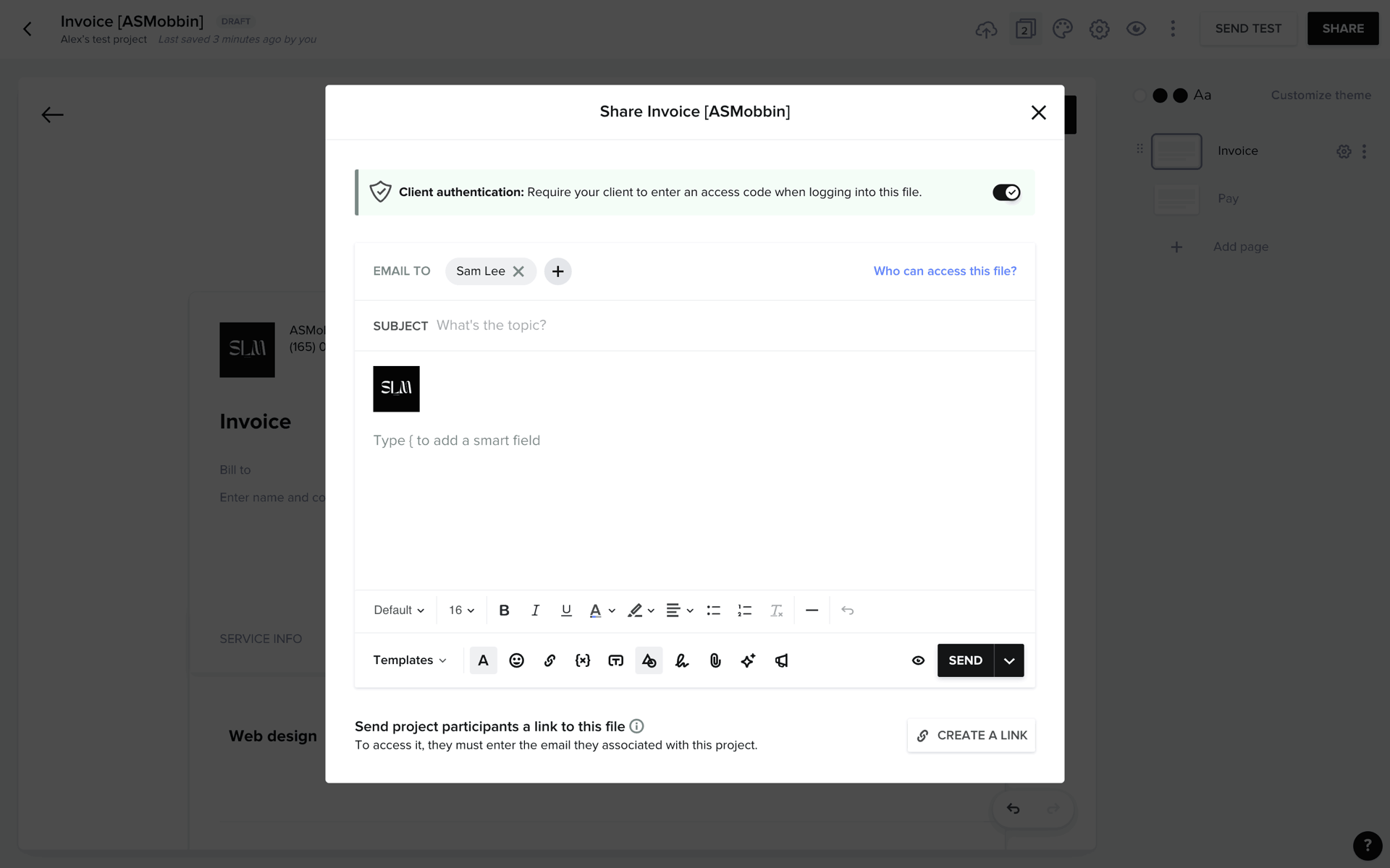 HoneyBook Web Business interface screenshot 11