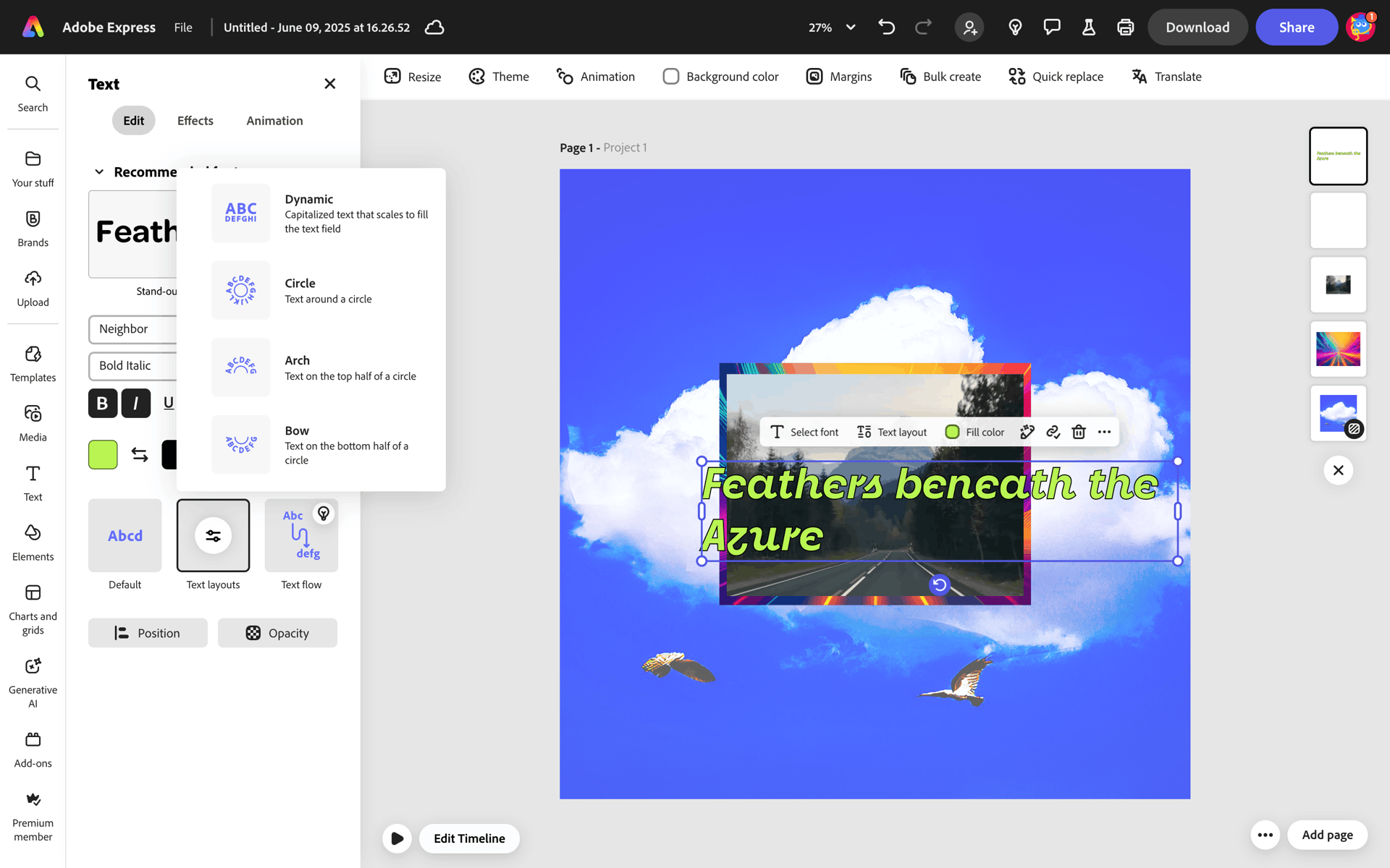 Adobe Express Web AI interface screenshot 16