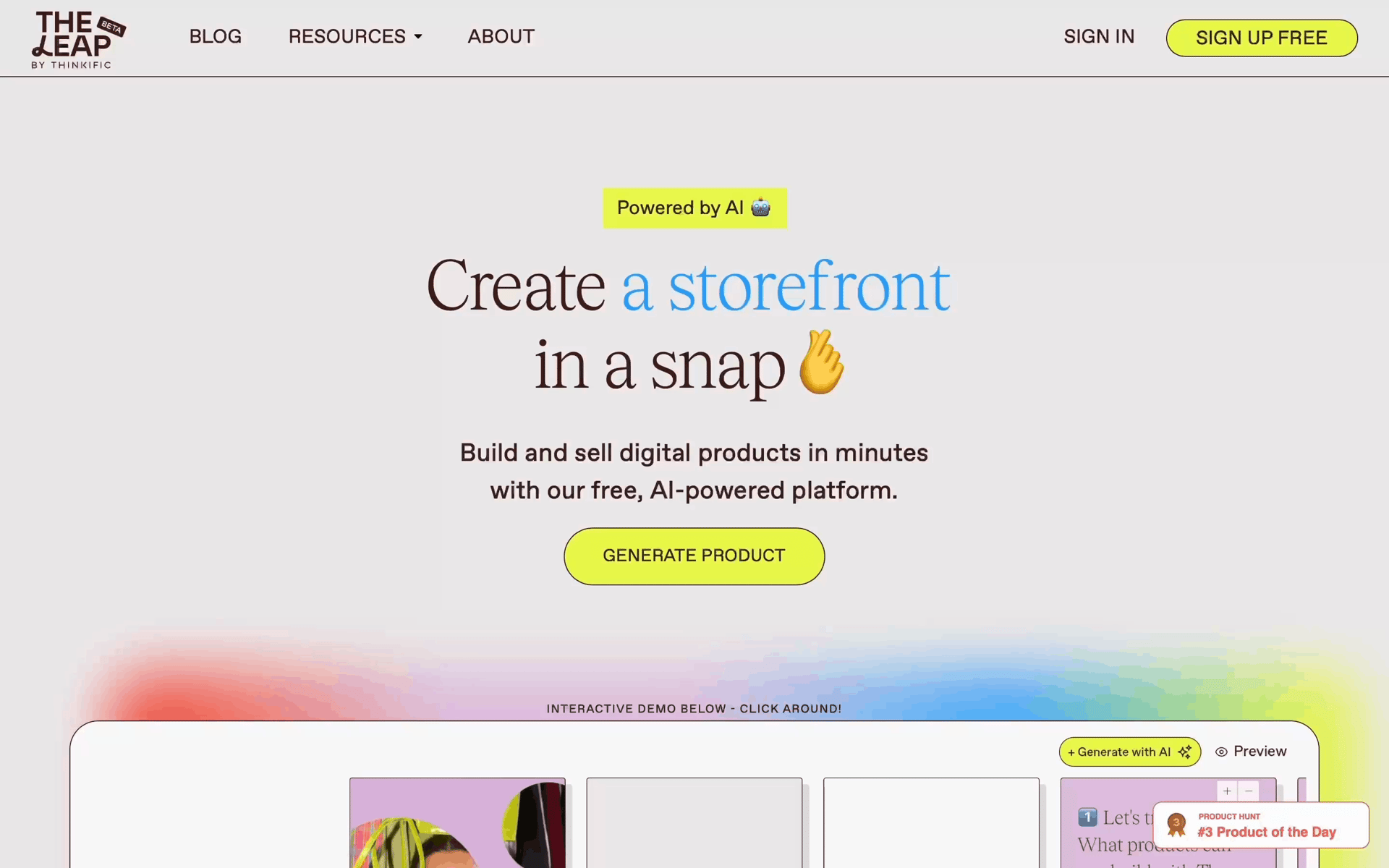 The Leap Web Business interface screenshot 1