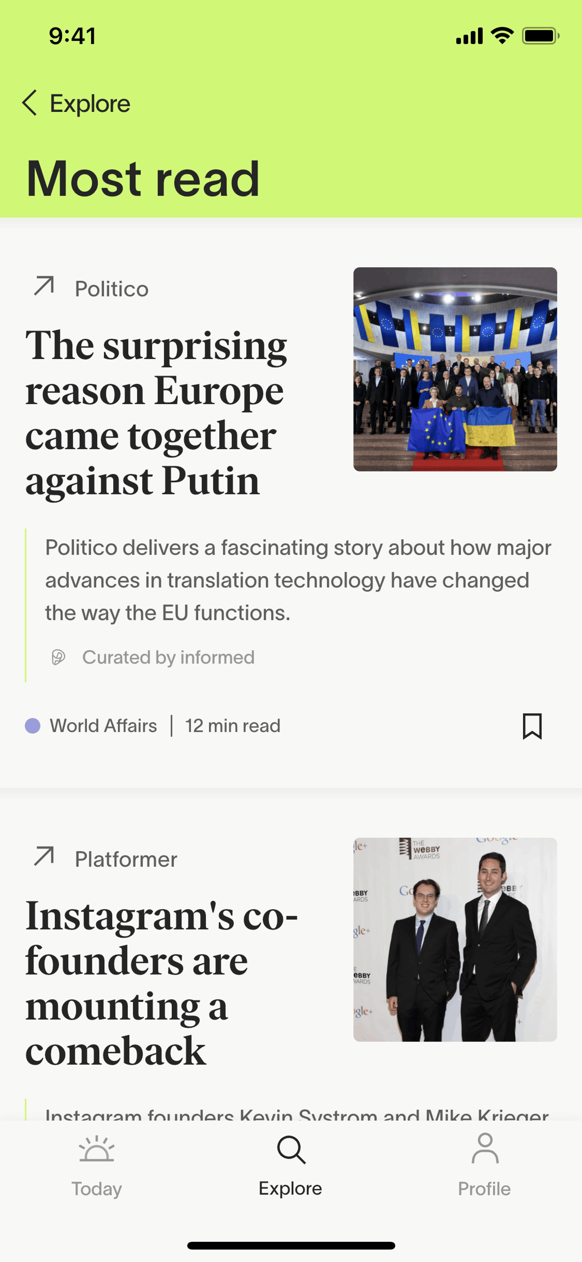 informed News iOS News interface screenshot 21