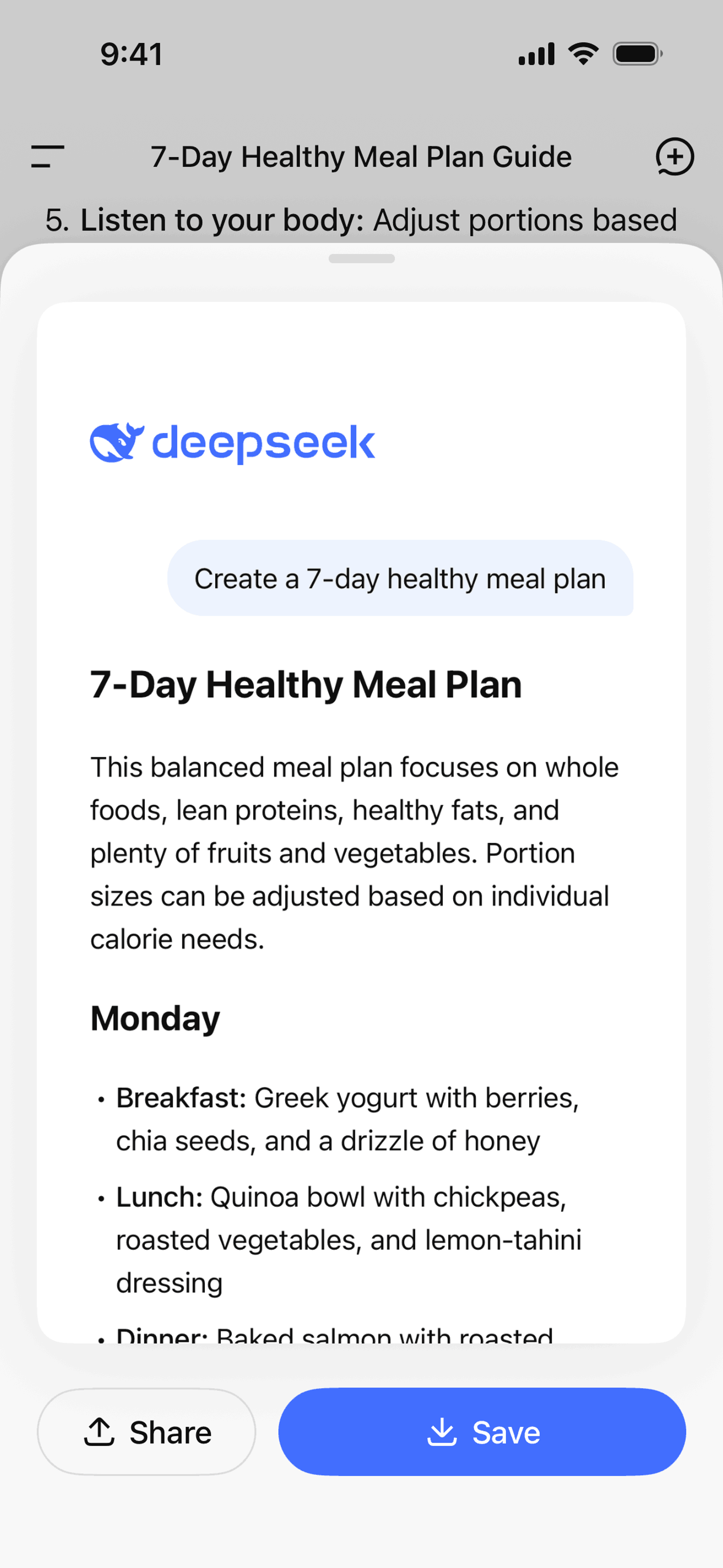 DeepSeek iOS Productivity interface screenshot 14