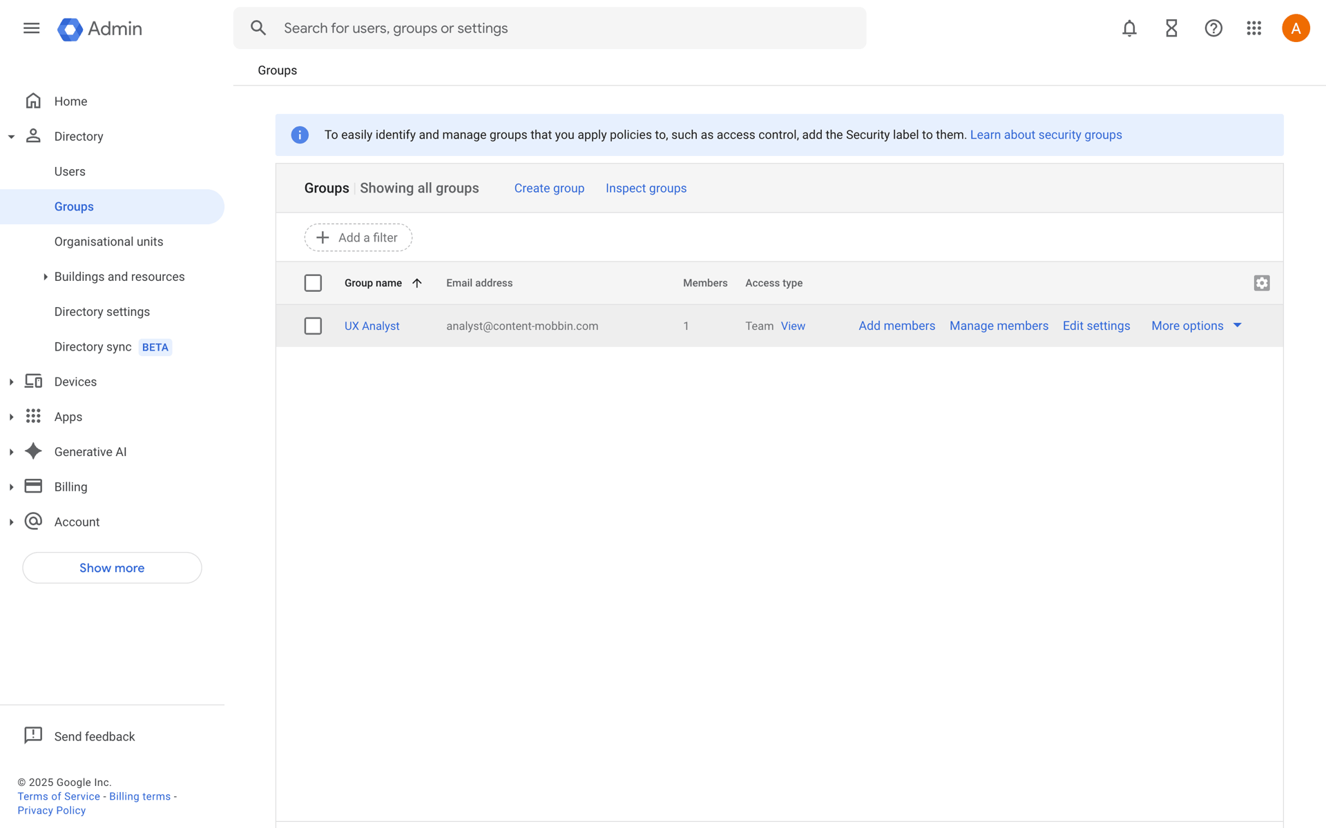 Google Workspace Web Business interface screenshot 8