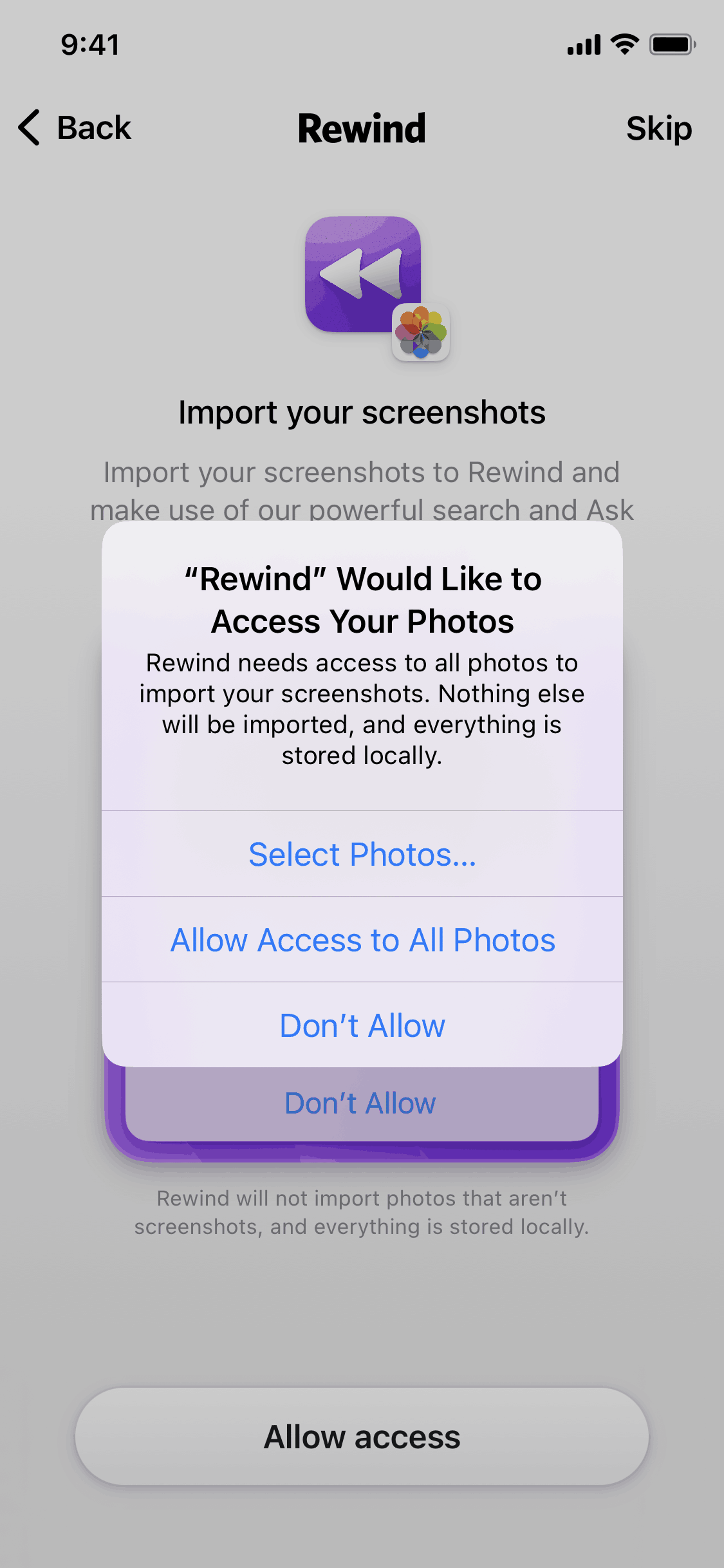 Rewind iOS AI interface screenshot 13