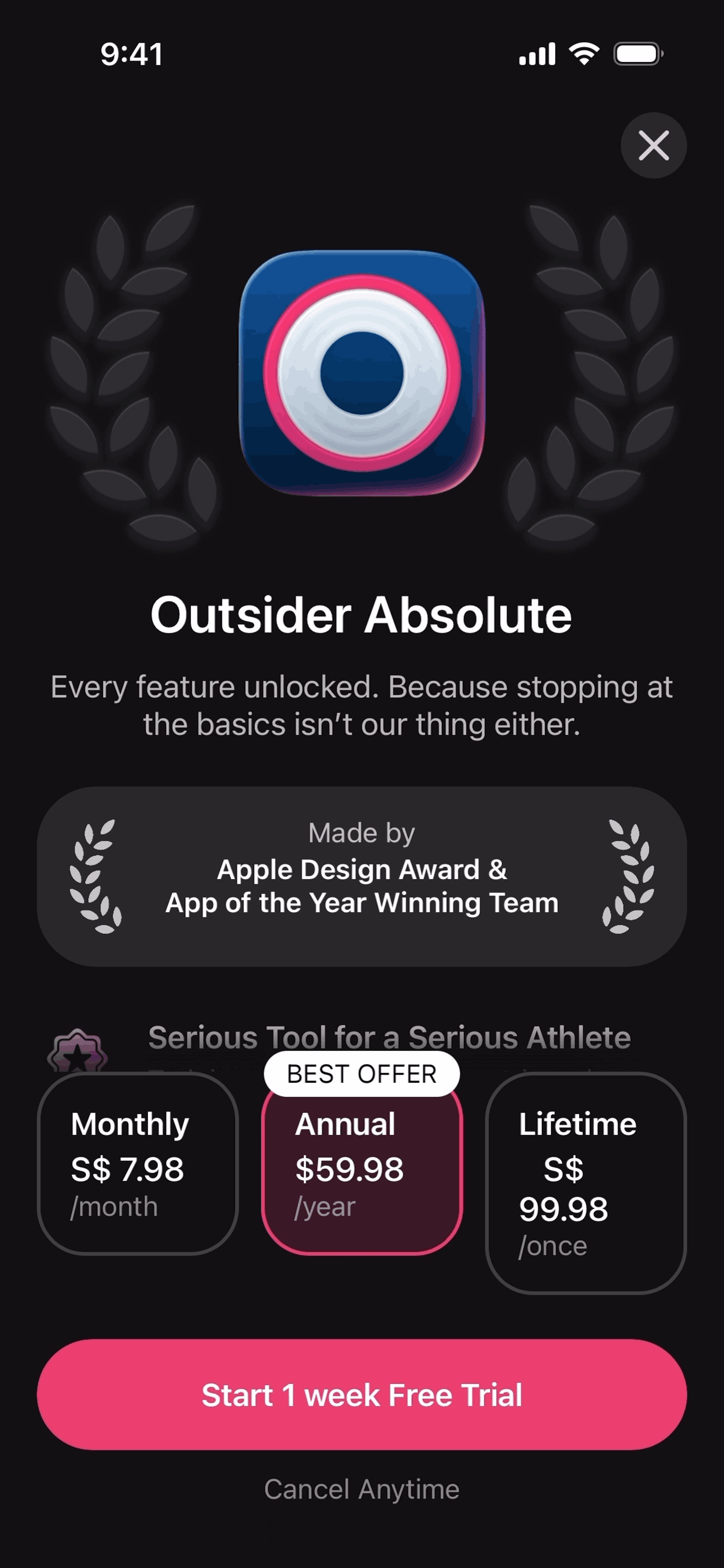 The Outsiders iOS Health & Fitness interface screenshot 13