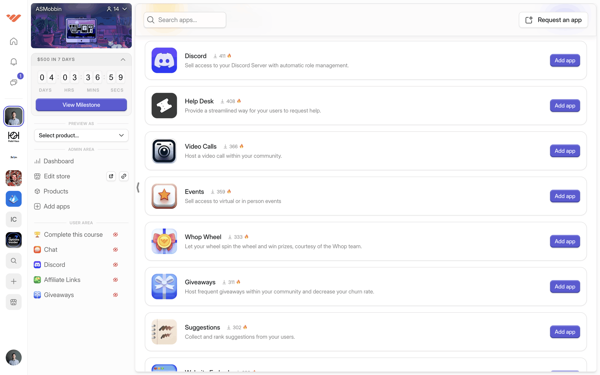 Whop Web Business interface screenshot 16