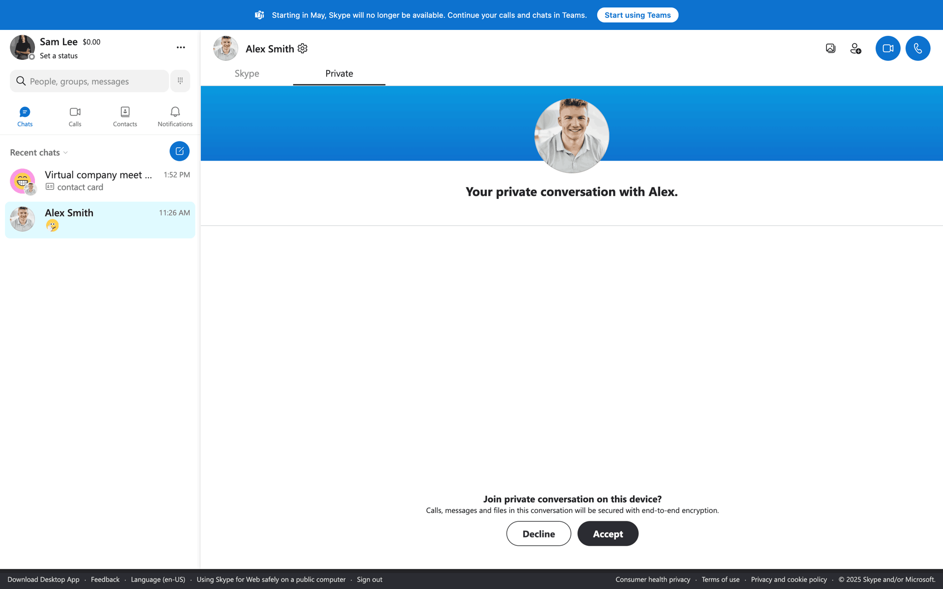 Skype Web Social Networking interface screenshot 2
