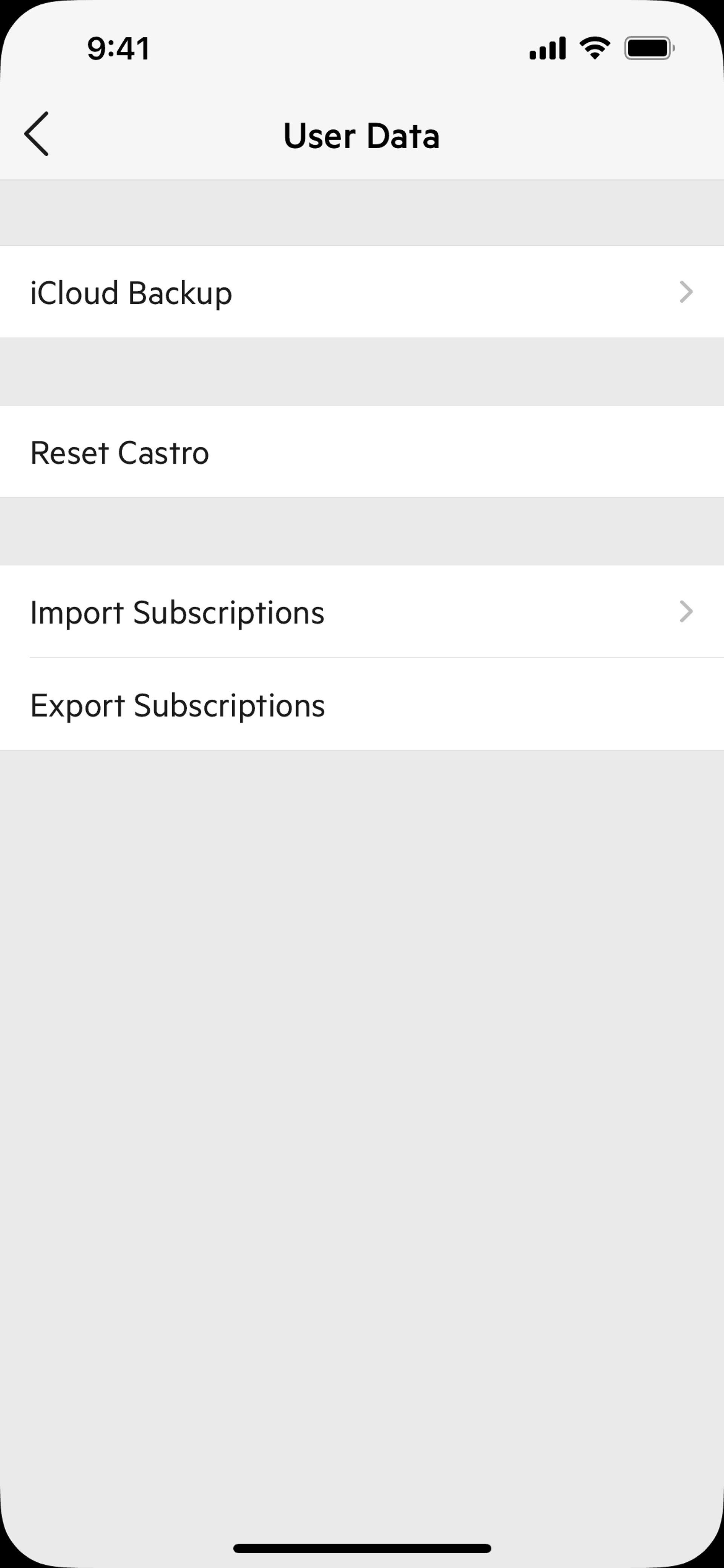 Castro iOS Music & Audio interface screenshot 9