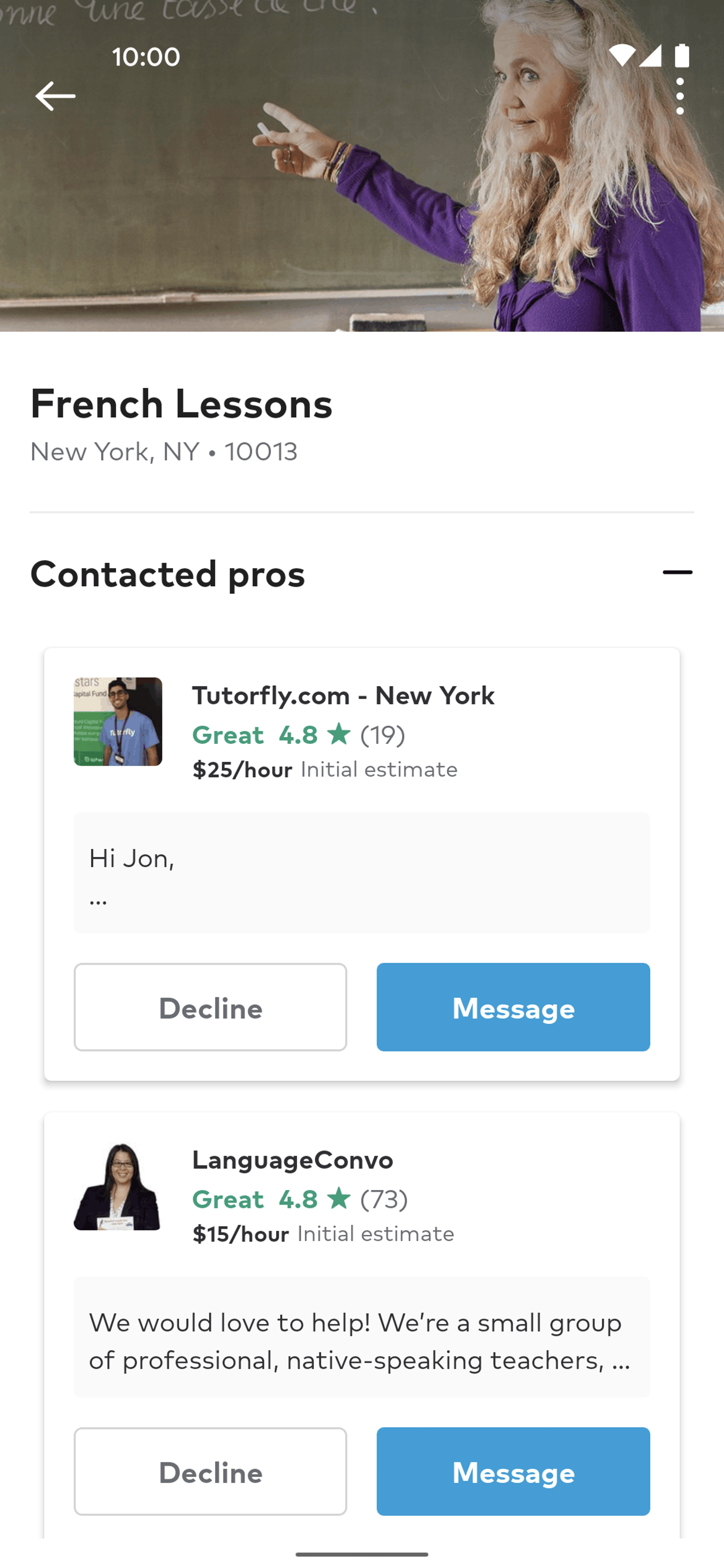Thumbtack Android Lifestyle interface screenshot 19