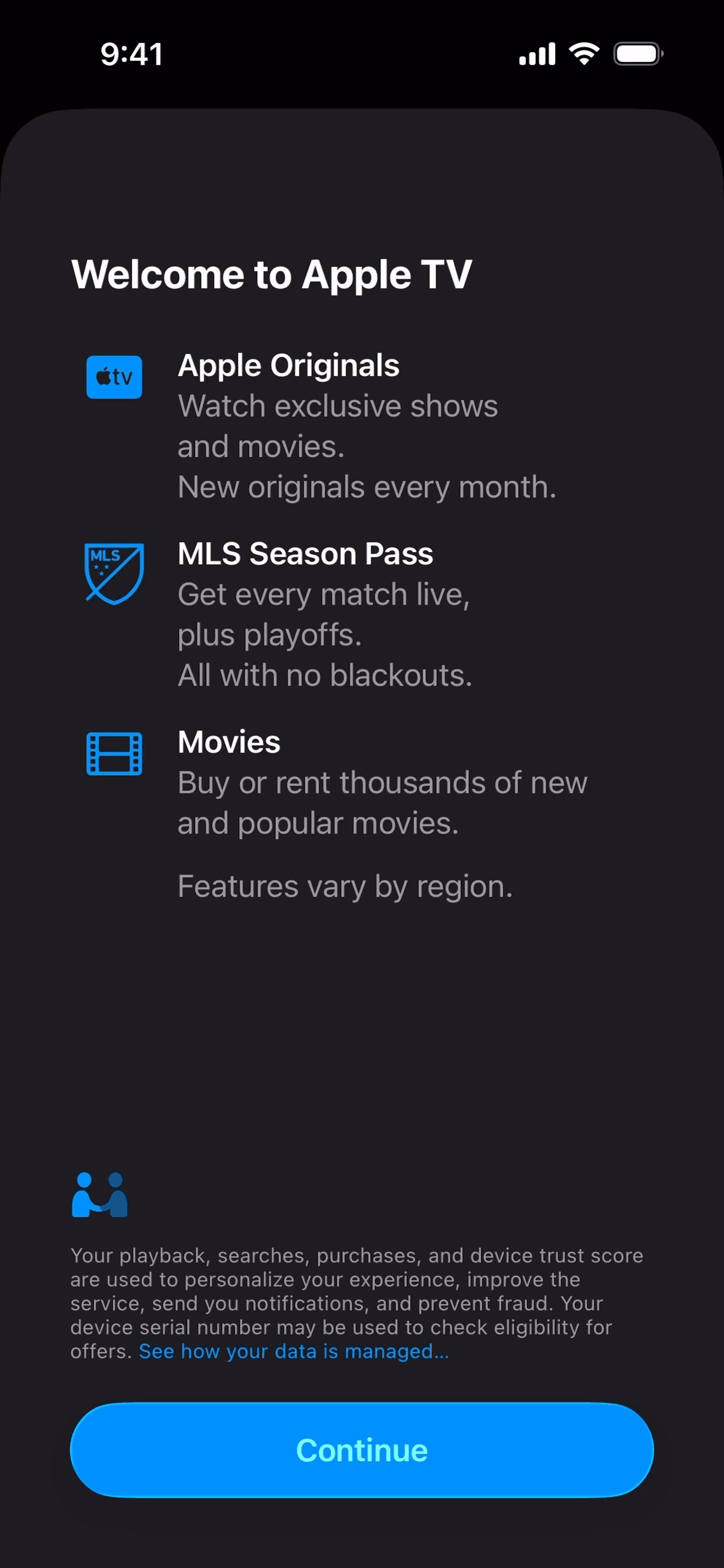 Apple TV iOS Entertainment interface screenshot 1