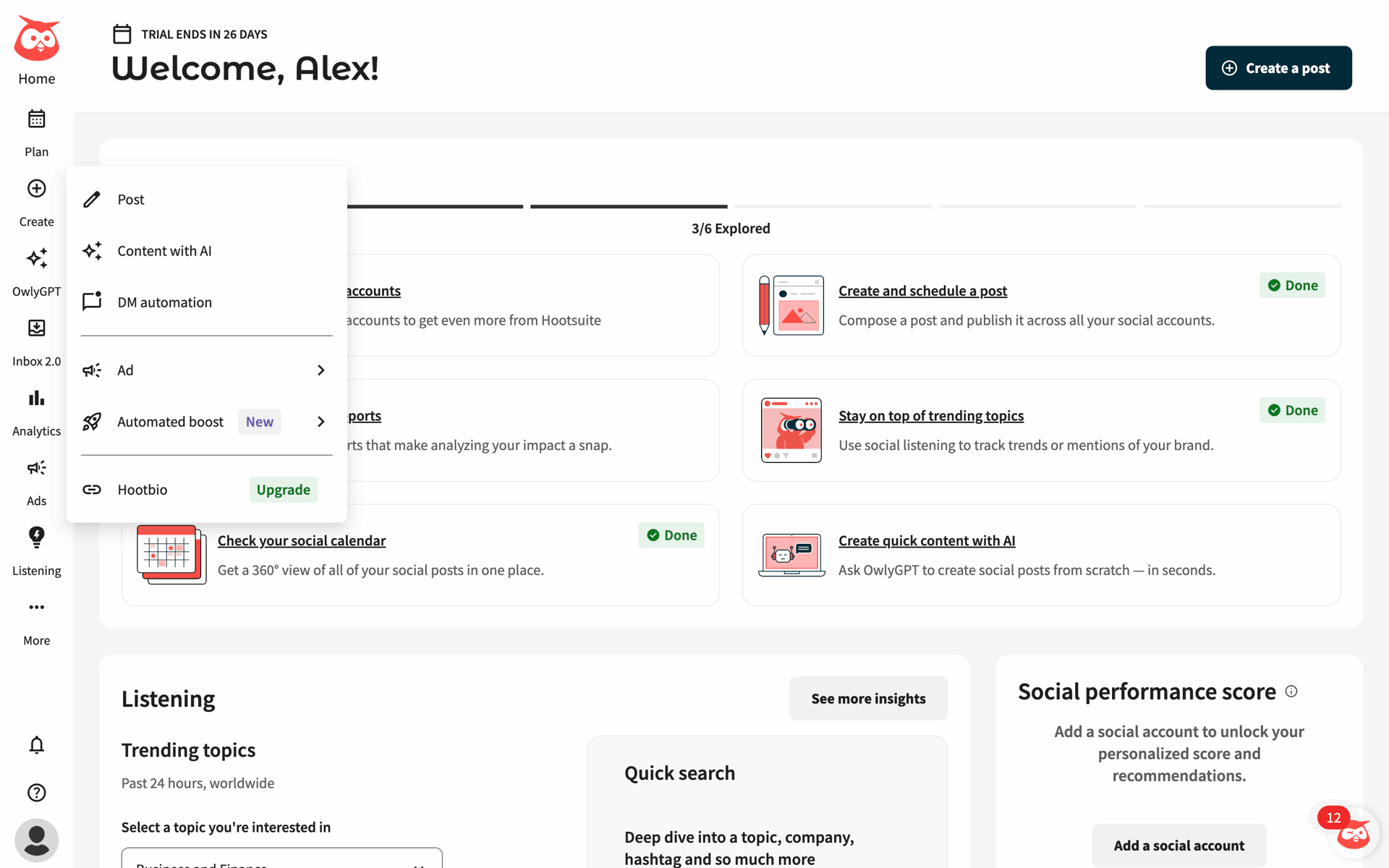 Hootsuite Web Business interface screenshot 22