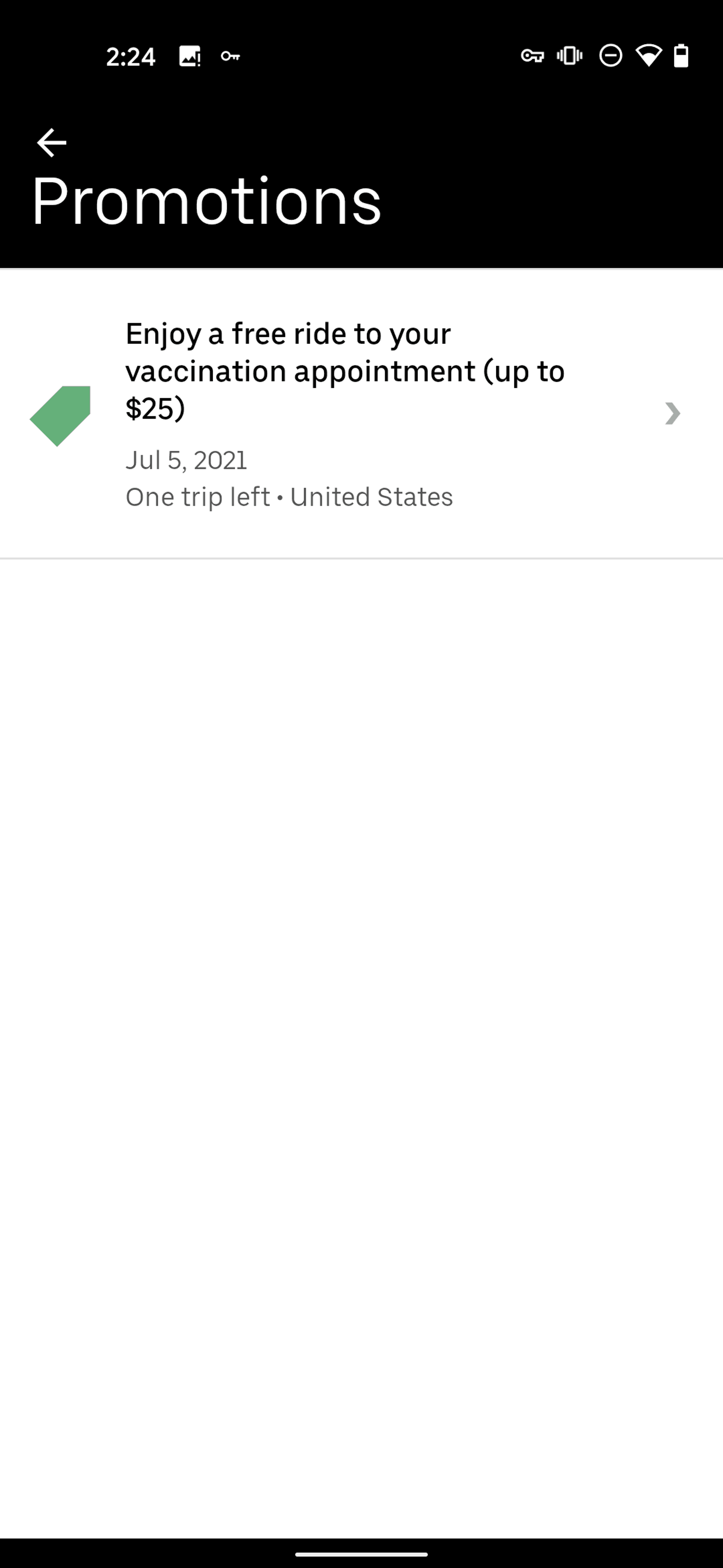 Uber Android UI design screenshot