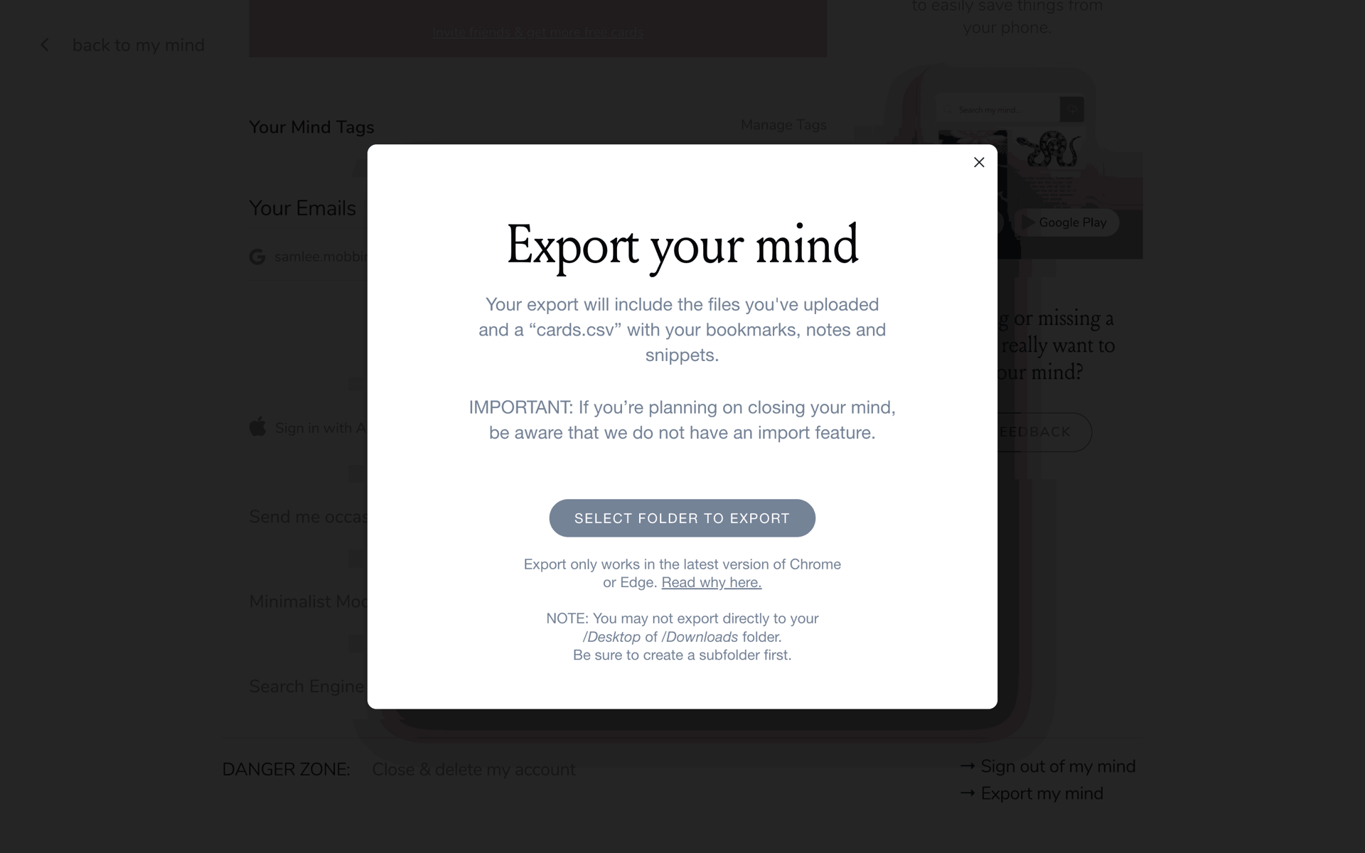 mymind Web Productivity interface screenshot 20
