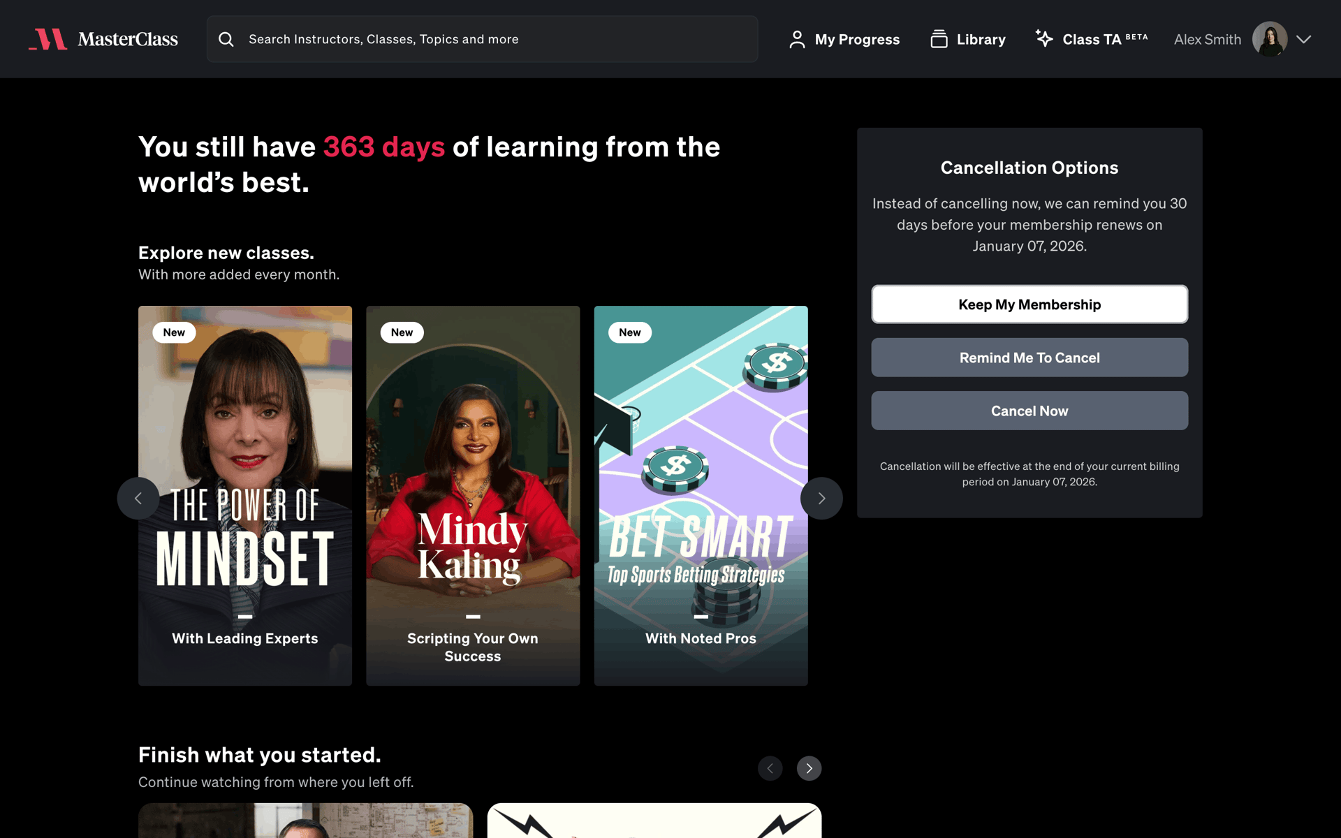 MasterClass Web Business interface screenshot 13
